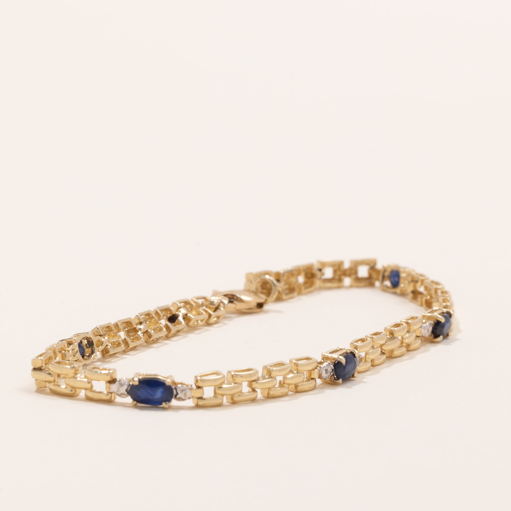 Sapphire & Diamond Panther Link Gemstone Bracelet | 1.0ctw, 0.01ctw | 7" |