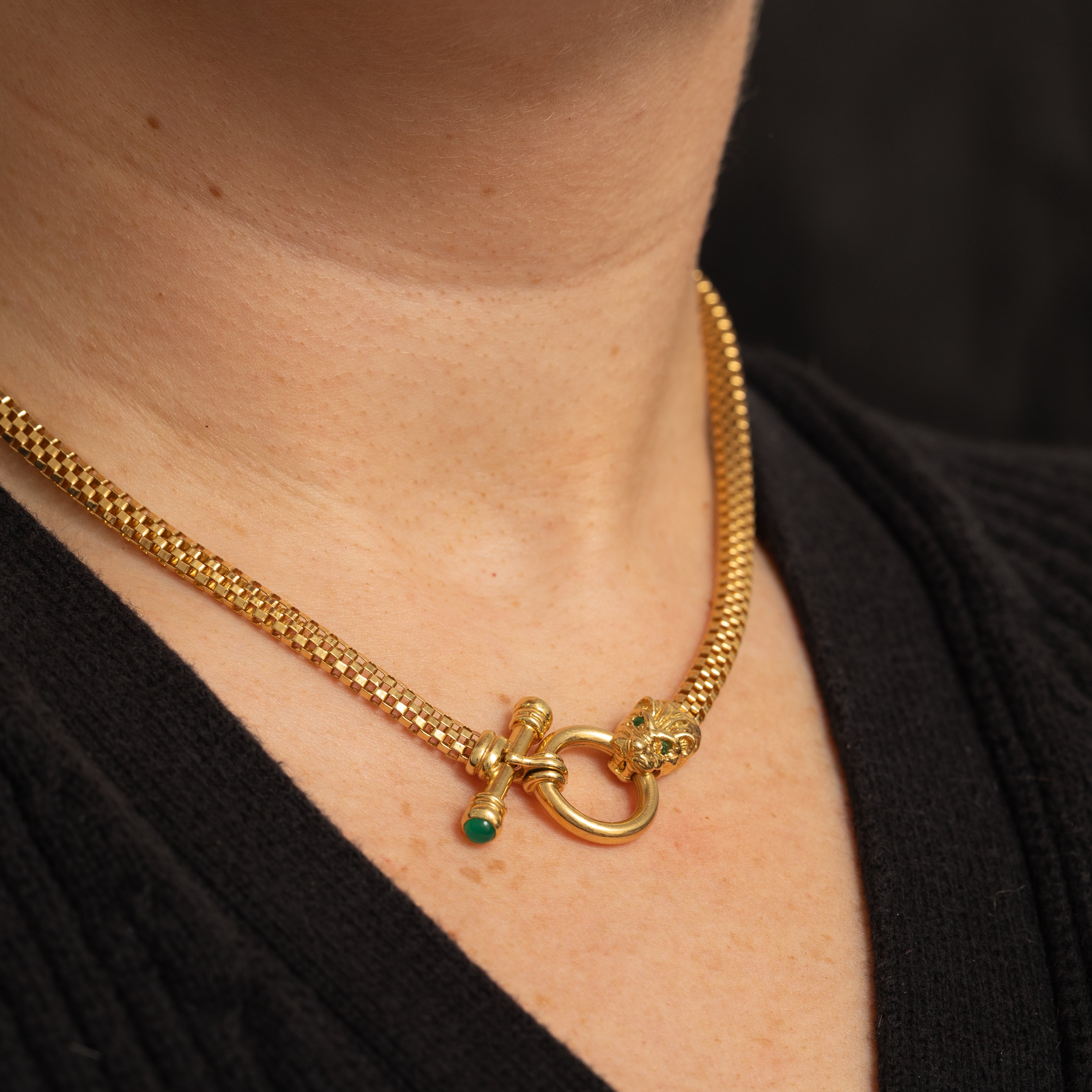 Natural & Synthetic Emerald Dragon Chain Necklace | 0.4ctw | 17" |