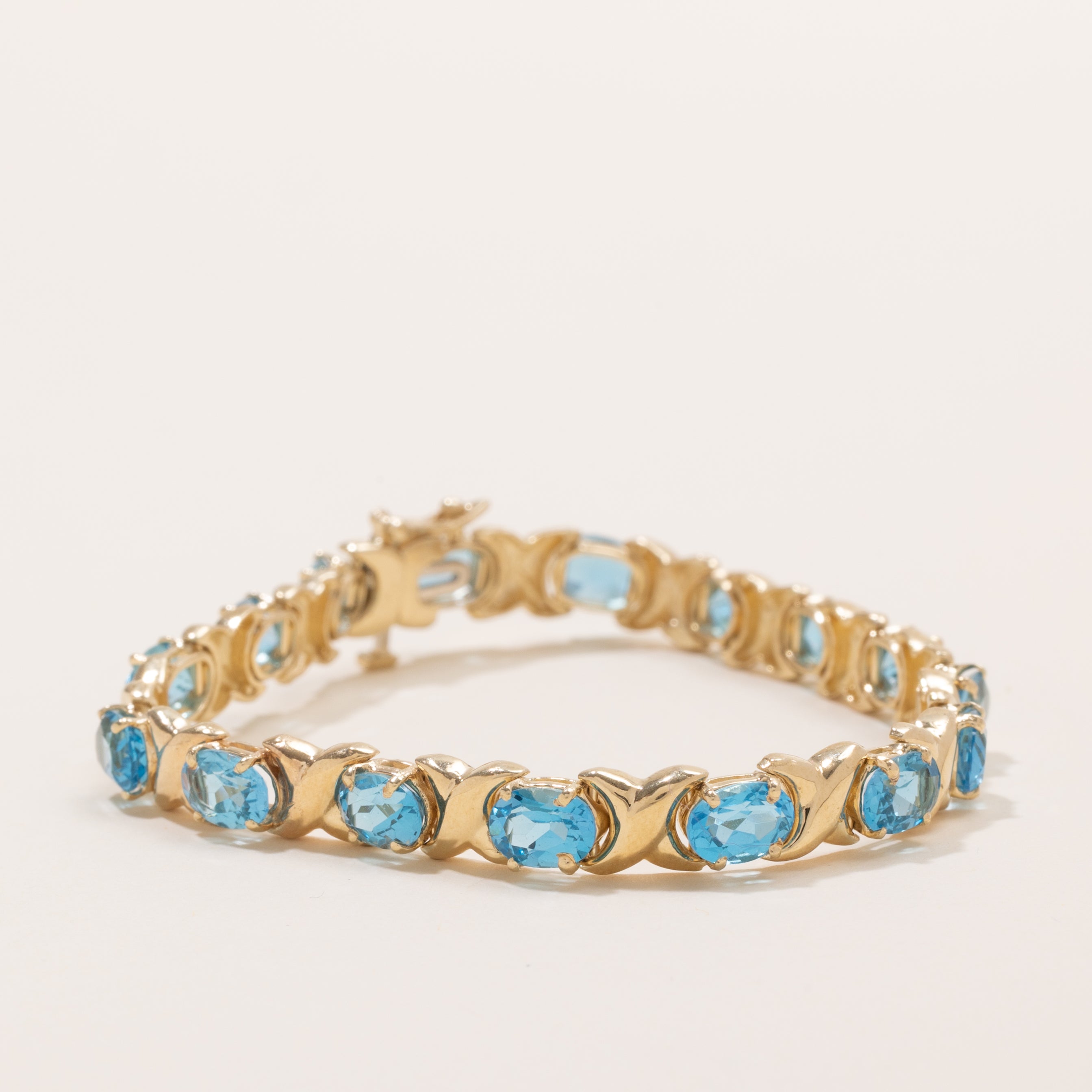 Oval Cut Blue Topaz Gemstone Bracelet | 12.0ctw | 7" |