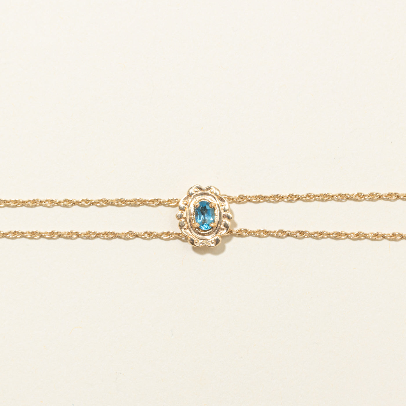 Blue Topaz Ornate Double Rope Chain Bracelet | 0.33ct | 7"