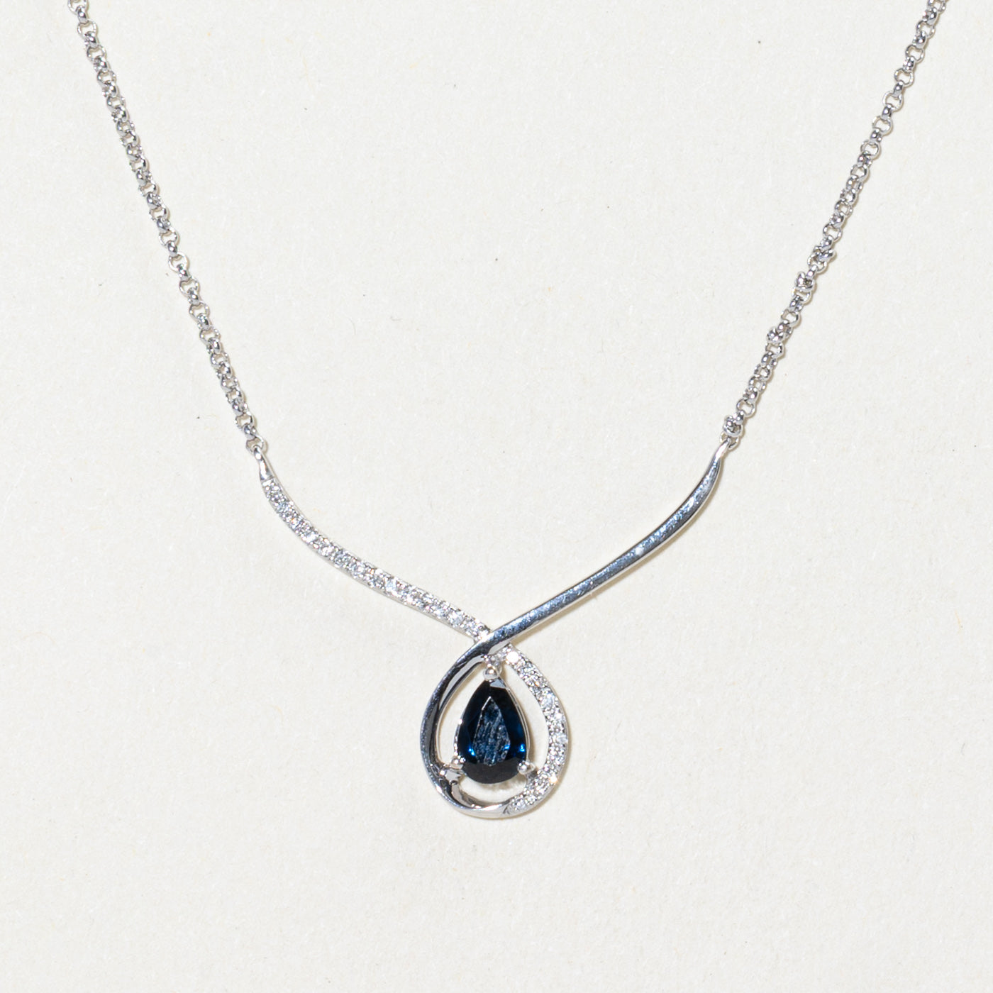 Sapphire & Diamond Pendant Necklace | 0.35ct, 0.03ctw | 18"