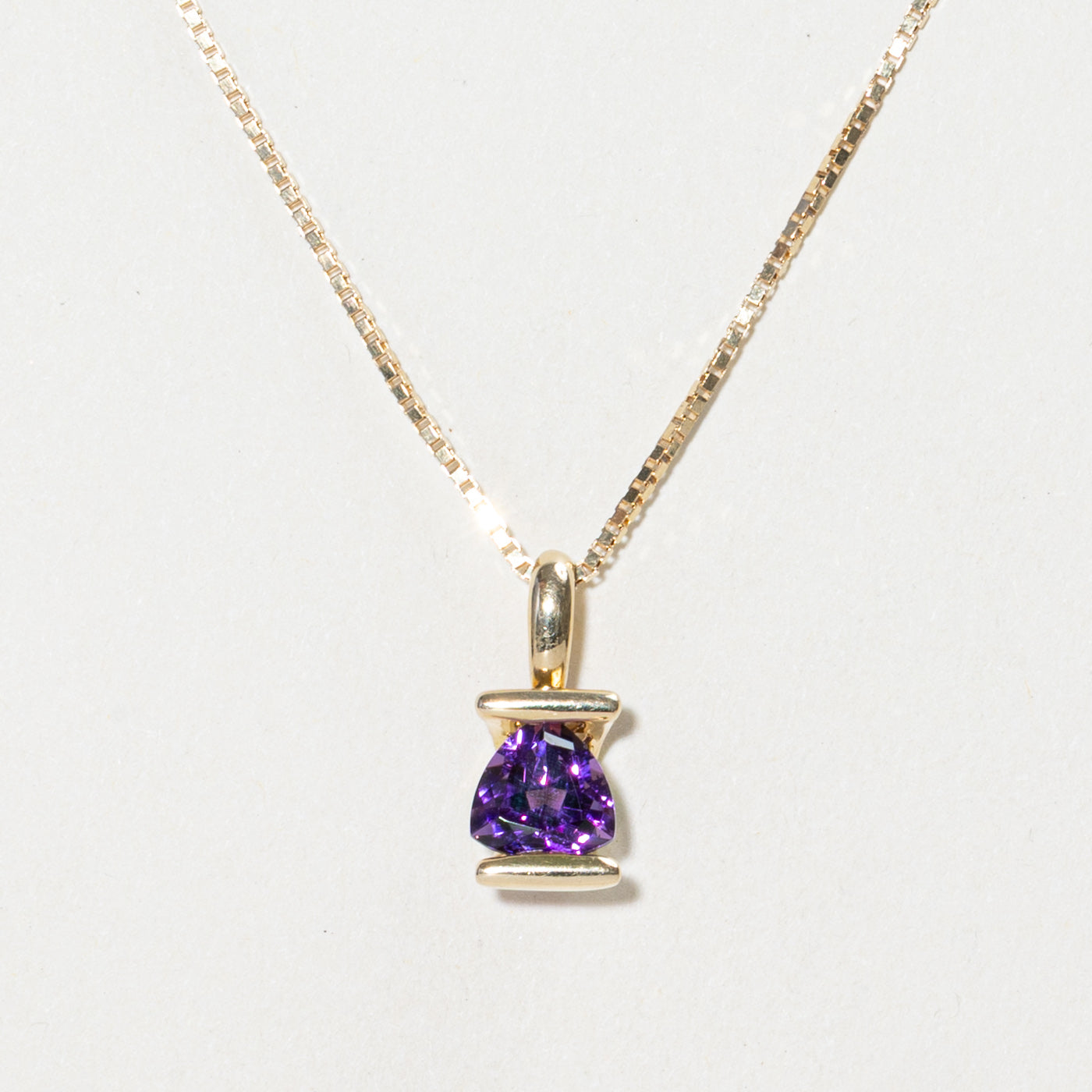 Tension Set Amethyst Pendant Necklace | 0.90ct | 17"
