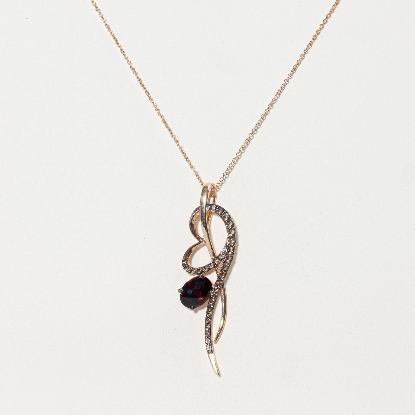 'Le Vian' Rhodolite Garnet & Smoky Quartz Heart Pendant Necklace | 2.25ct, 0.46ctw | 18"