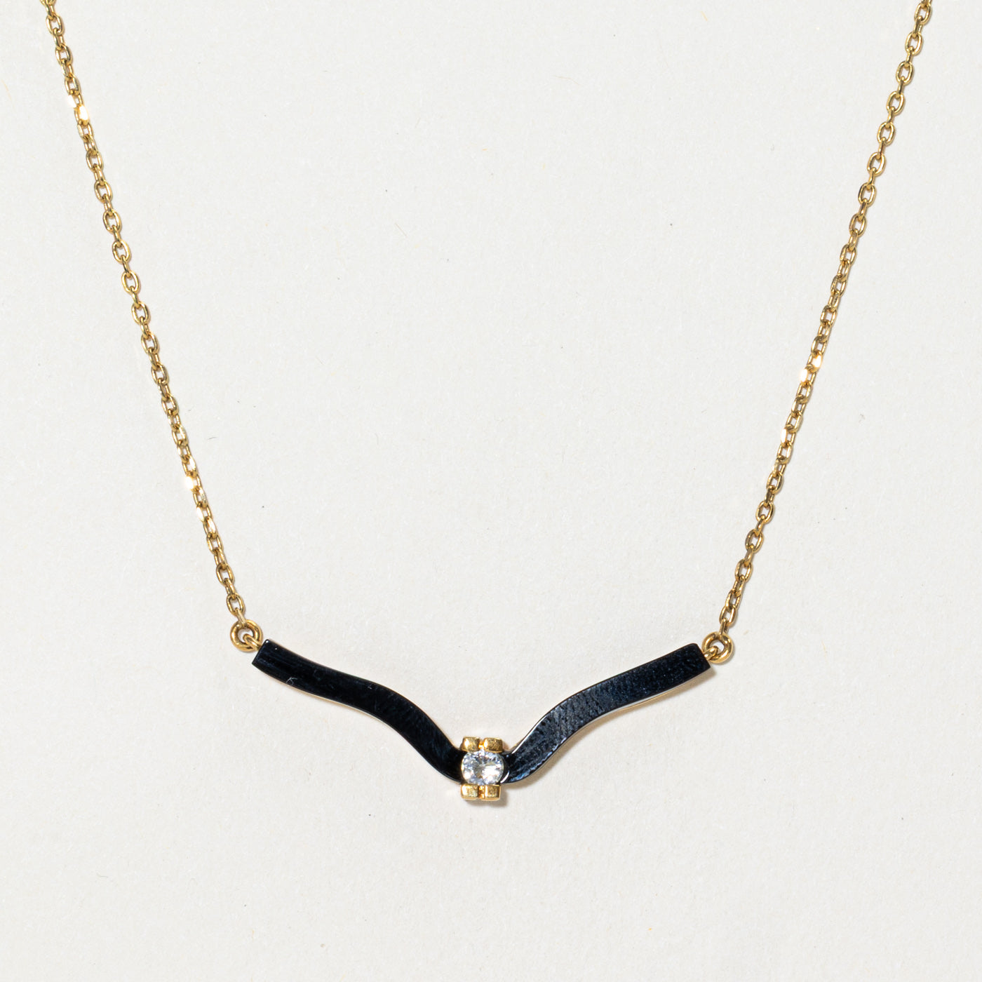 18k Onyx & Diamond Pendant Necklace | 0.98ctw, 0.10ct | 16"