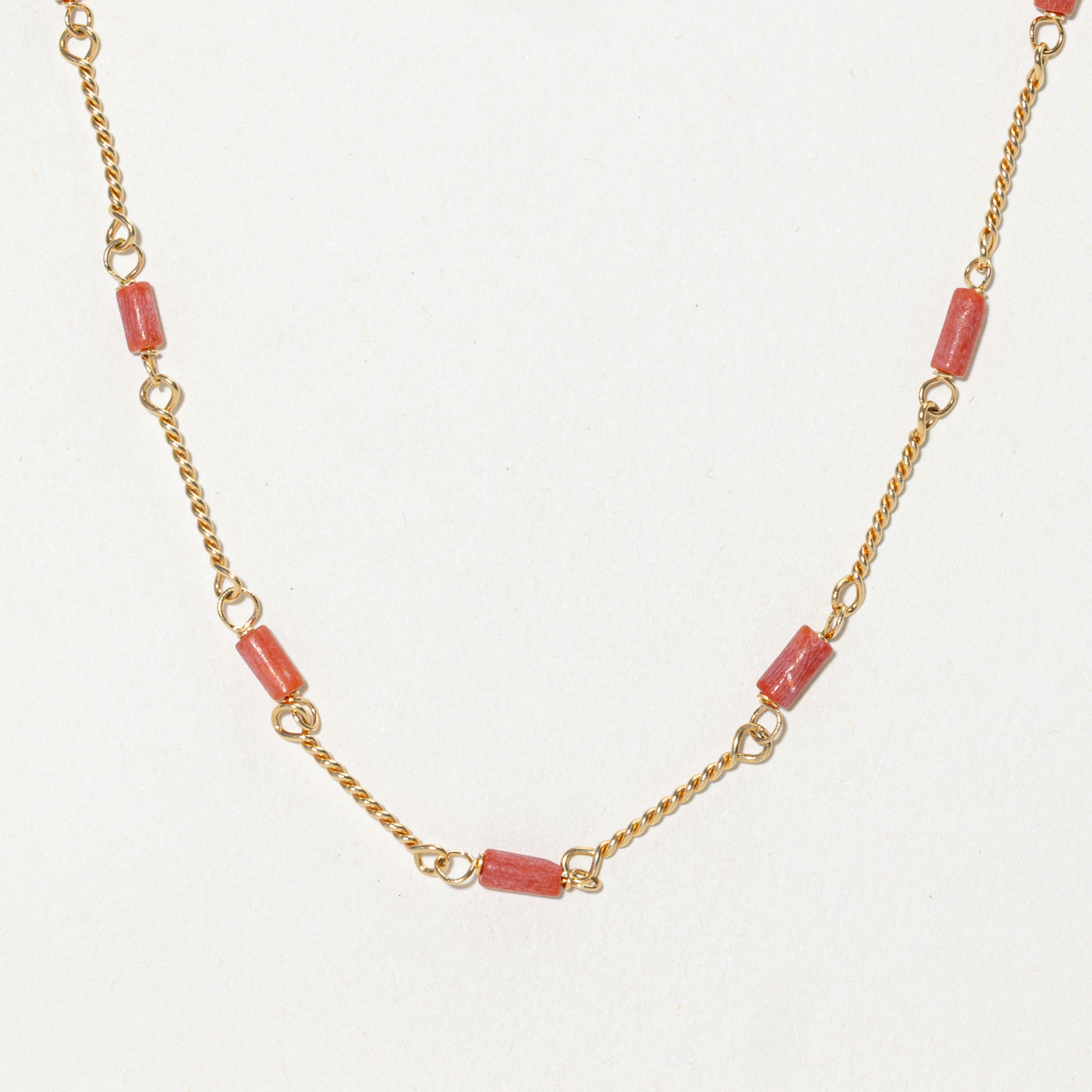 18k Coral Bead Satellite Pendant Necklace | 3.75ctw | 17"