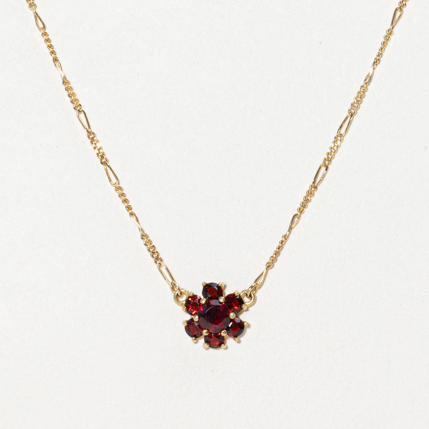 18k Garnet Halo Flower Pendant Necklace | 0.81ctw | 17"