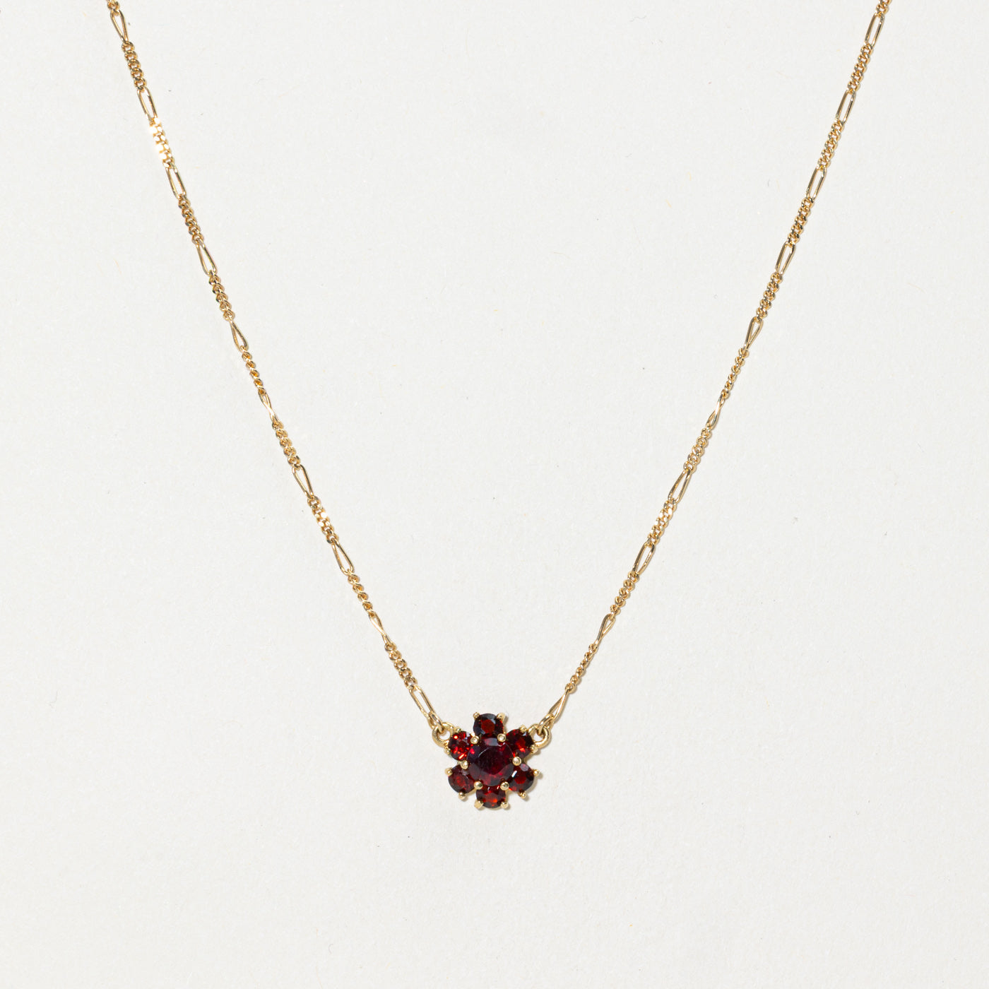 18k Garnet Halo Flower Pendant Necklace | 0.81ctw | 17"
