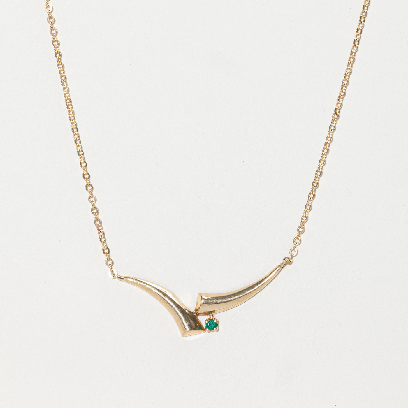 Emerald Bypass Pendant Necklace | 0.09ct | 15"