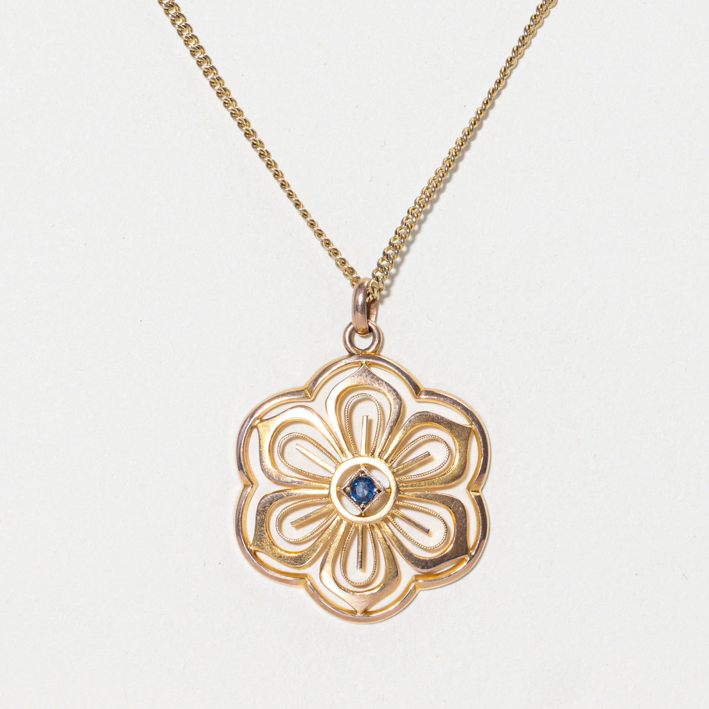 Sapphire Flower Pendant Necklace | 0.07ct | 21"