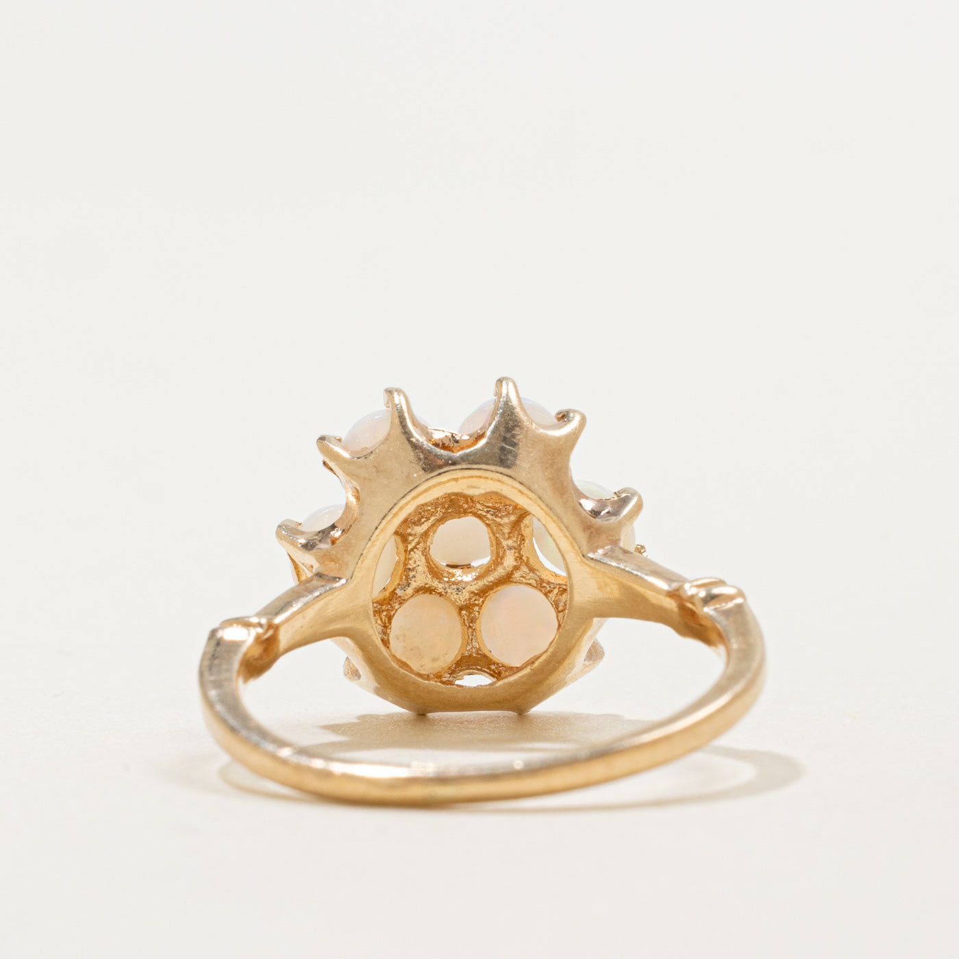 Bague en or 10 carats avec cabochon d'opale à motif floral | 1,00 ct | Taille 4,75