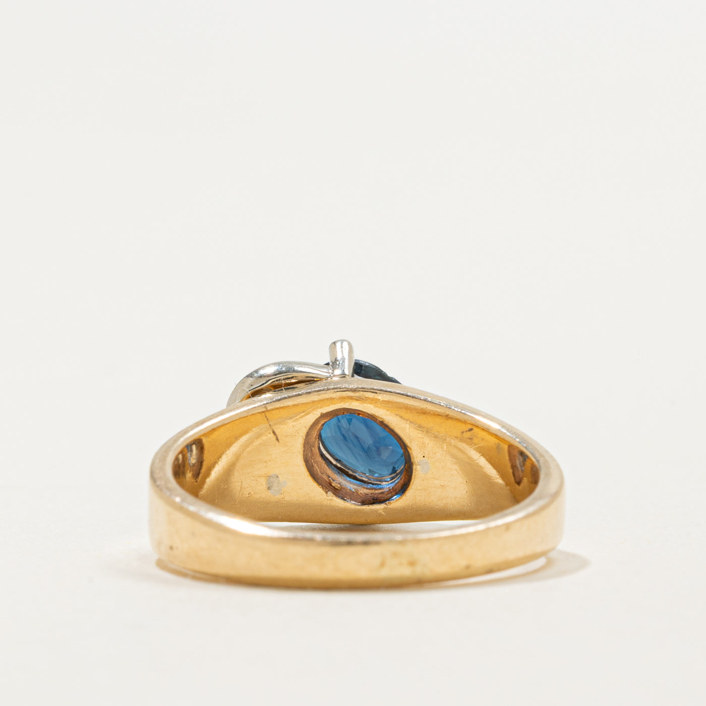 14K Diagonal Set Sapphire & Diamond Accented Ring | 0.70ct, 0.03ctw | SZ 4.25