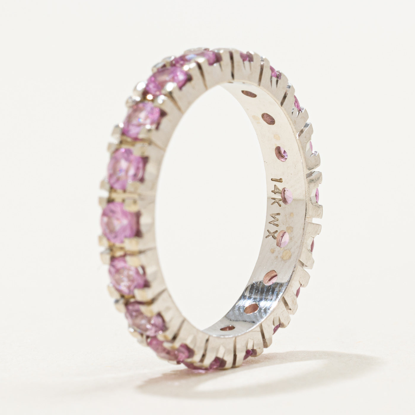 14K Eternity Pink Sapphire Band | 1.71ctw | 3.40mm | SZ 6.25