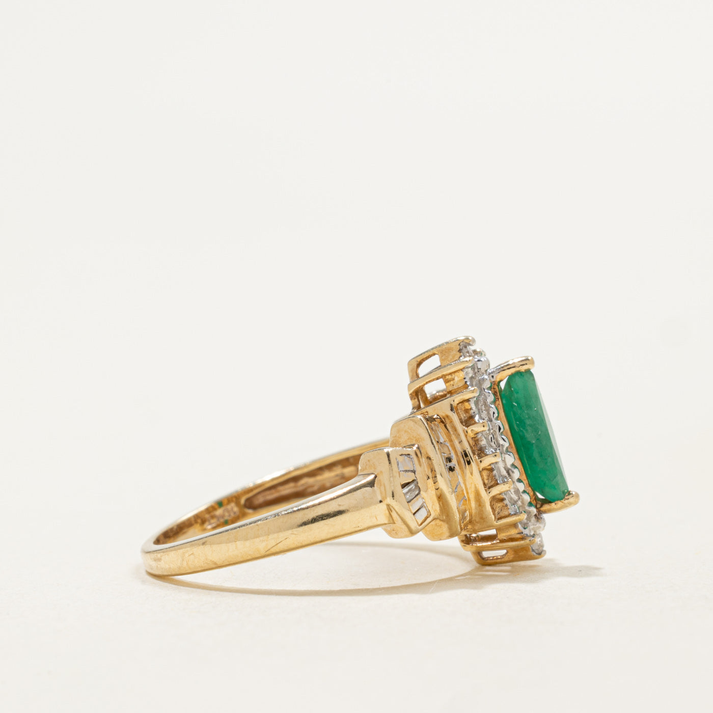 10K Marquise Cut Emerald & Diamond Accented Ring | 0.45ct, 0.02ctw | SZ 5.5