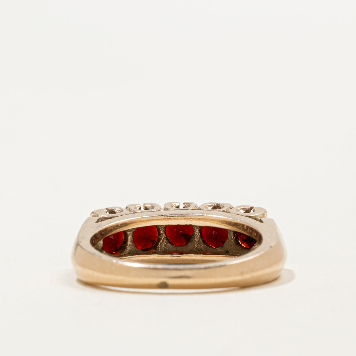10K Five Stone Round Cut Garnet Band | 1.35ctw | SZ 5.25