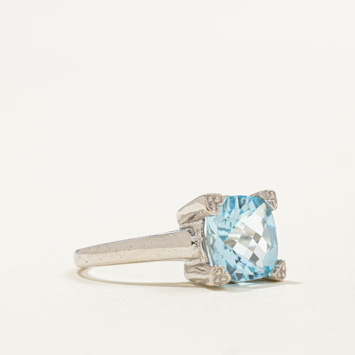 10K Round Checkerboard Blue Topaz Ring | 3.00ct | SZ 6.5