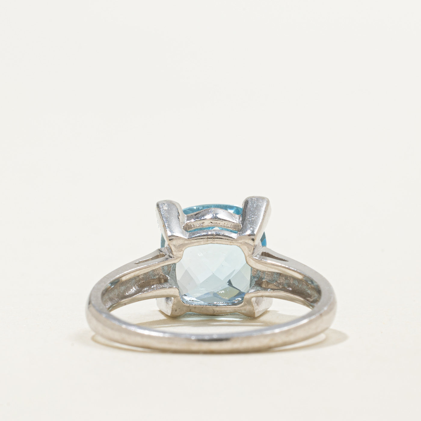 10K Round Checkerboard Blue Topaz Ring | 3.00ct | SZ 6.5