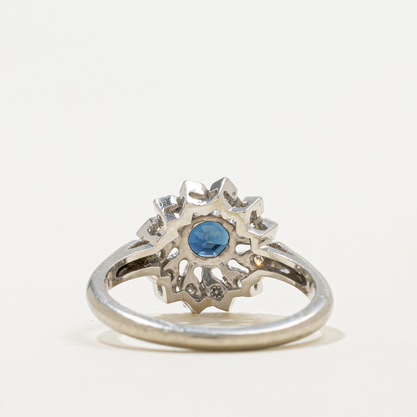 18K Sapphire & Diamond Petal Halo Ring | 0.40ct, 0.12ctw | SZ 6.0