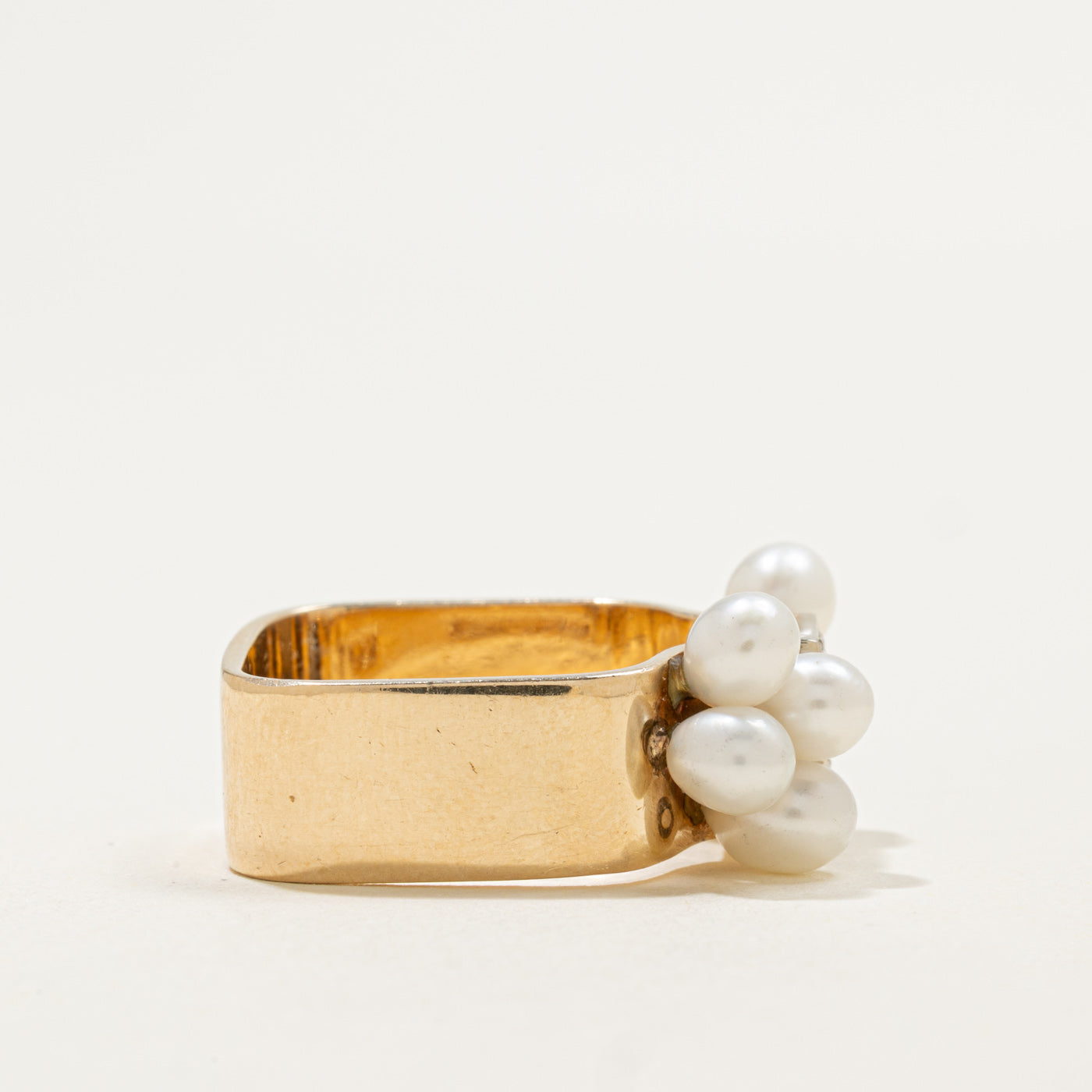 14K Diamond Grid & Pearl Cluster Cocktail Ring | 0.30ctw | SZ 6.0