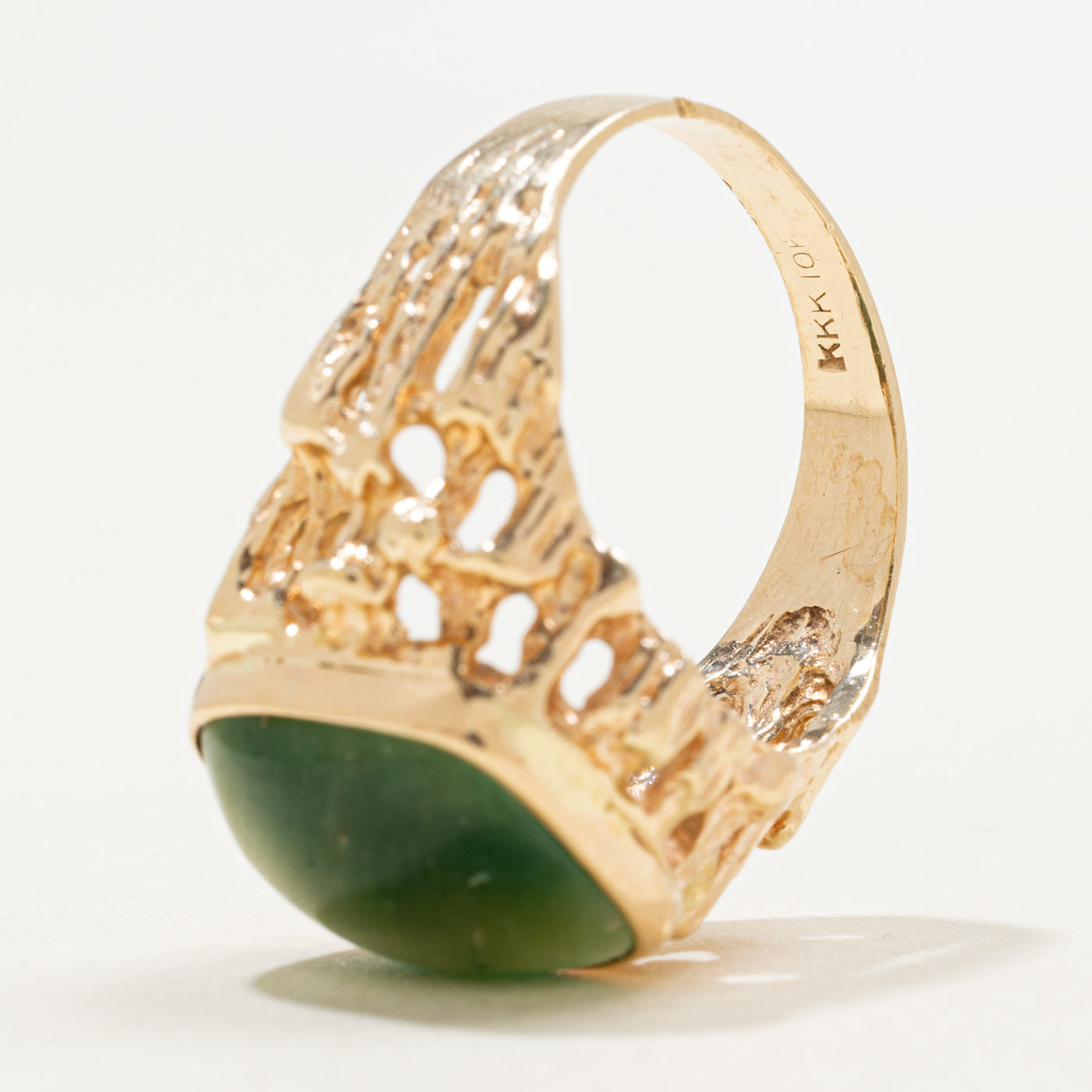 10K Cabochon Tiger's Eye Openwork Ring | 6.80ct | SZ 7.75