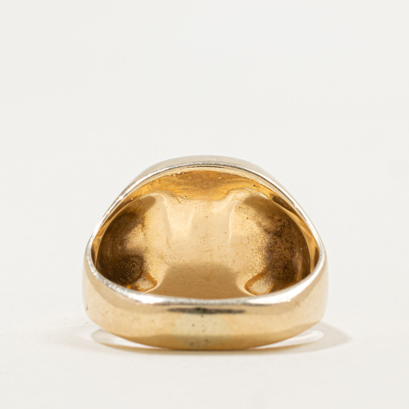 14K Green & White Diamond Textured Signet Ring | 0.50ctw | SZ 8.5