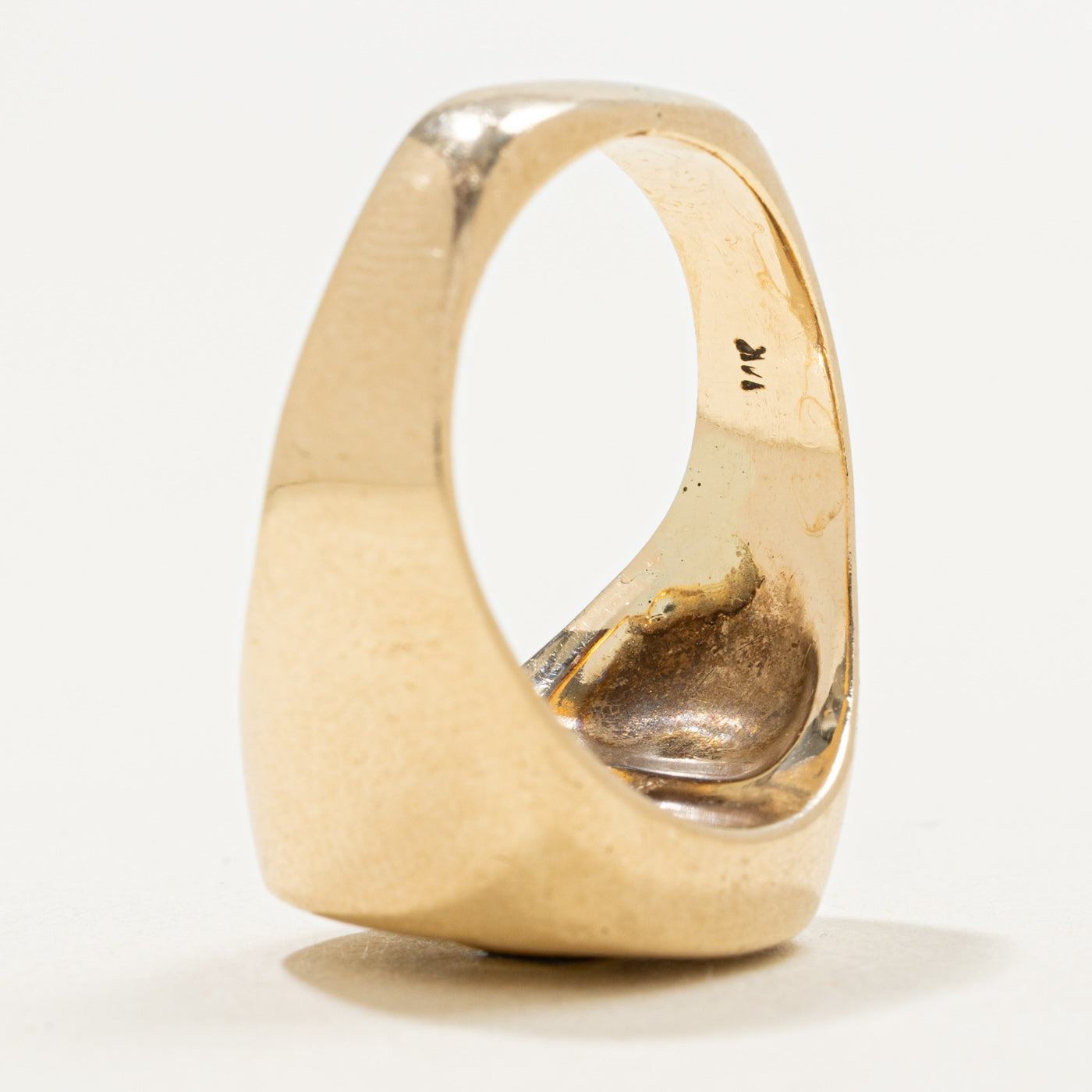 14K Green & White Diamond Textured Signet Ring | 0.50ctw | SZ 8.5