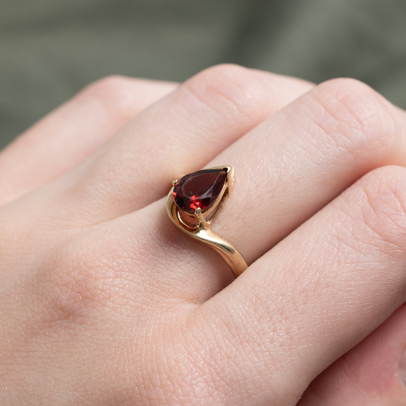 Pear Cut Garnet & Diamond Accented Ring | 1.20ct, 0.03ctw | SZ 7.25