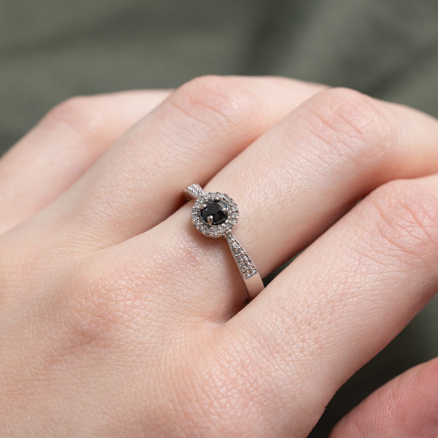 Black & White Diamond Halo Ring | 0.29ctw | SZ 6.5