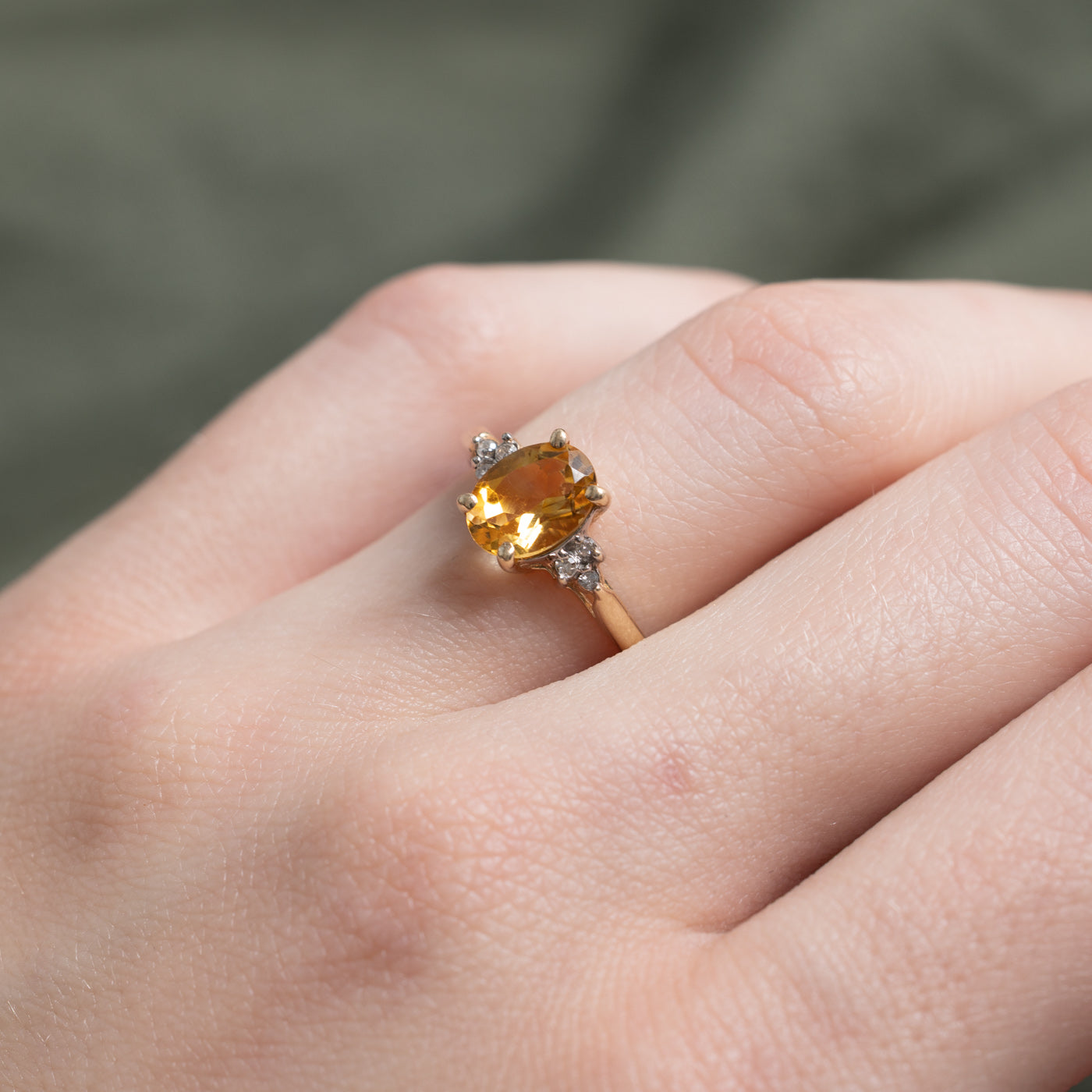 Oval Cut Citrine & Diamond Ring | 1.0ct, 0.03ctw | SZ 5.0