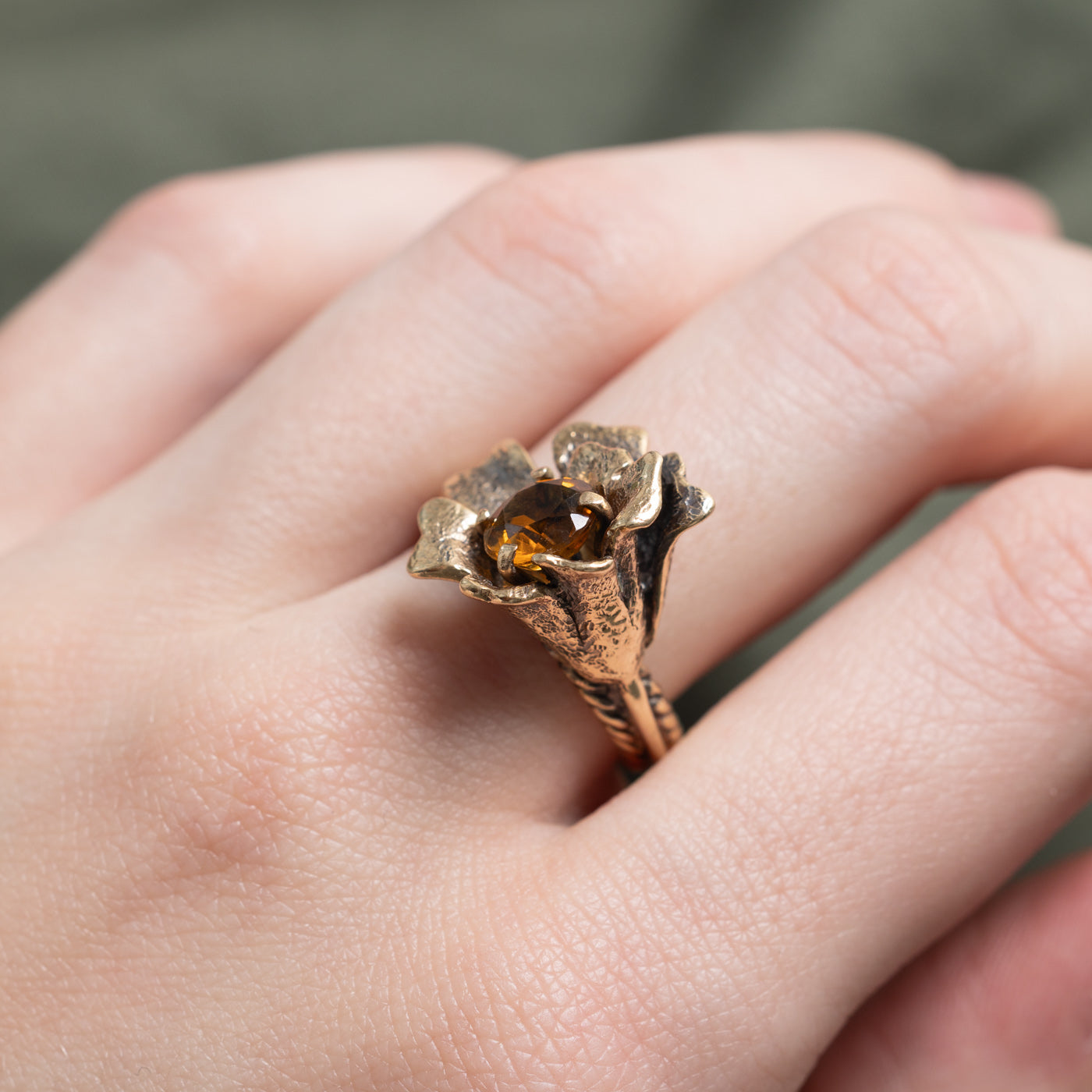 Citrine Textured Flower Ring | 1.00ct | SZ 6.0