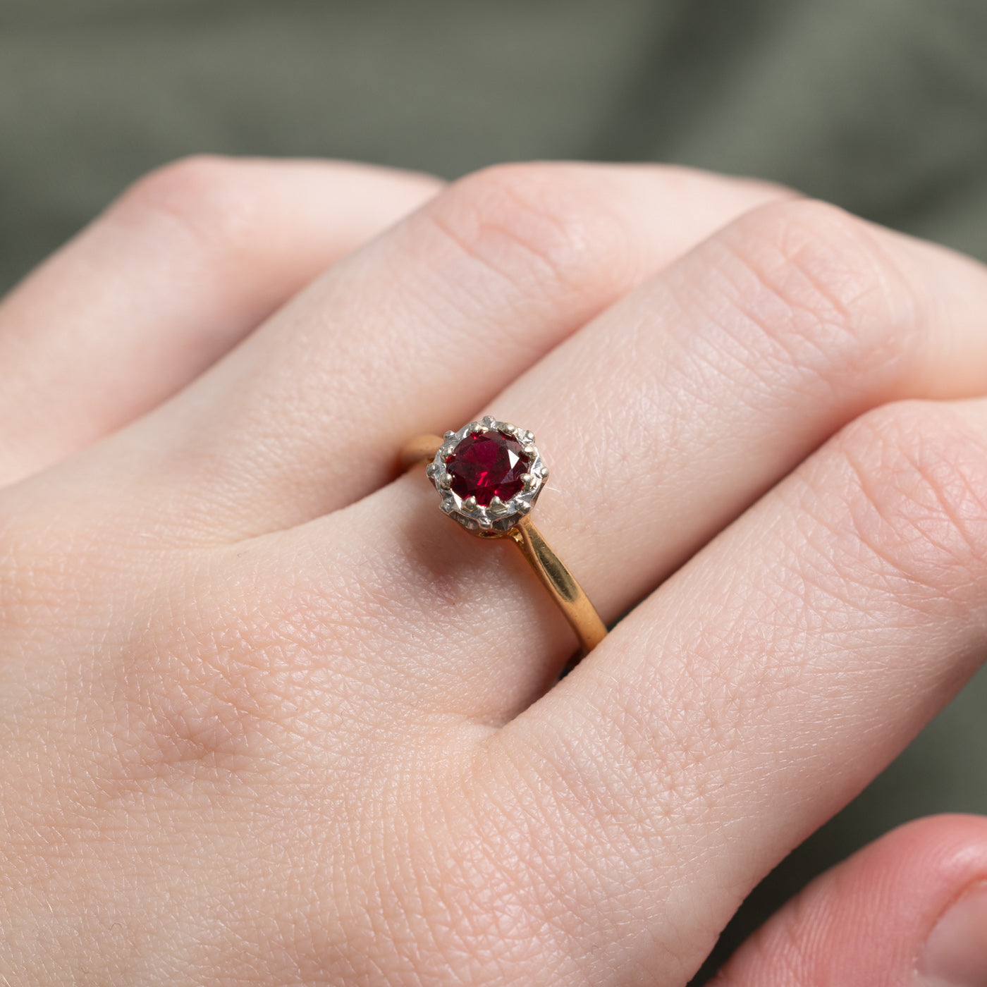 Synthetic Ruby Textured Reverse Tapered Ring | 0.50ct | SZ 7.0