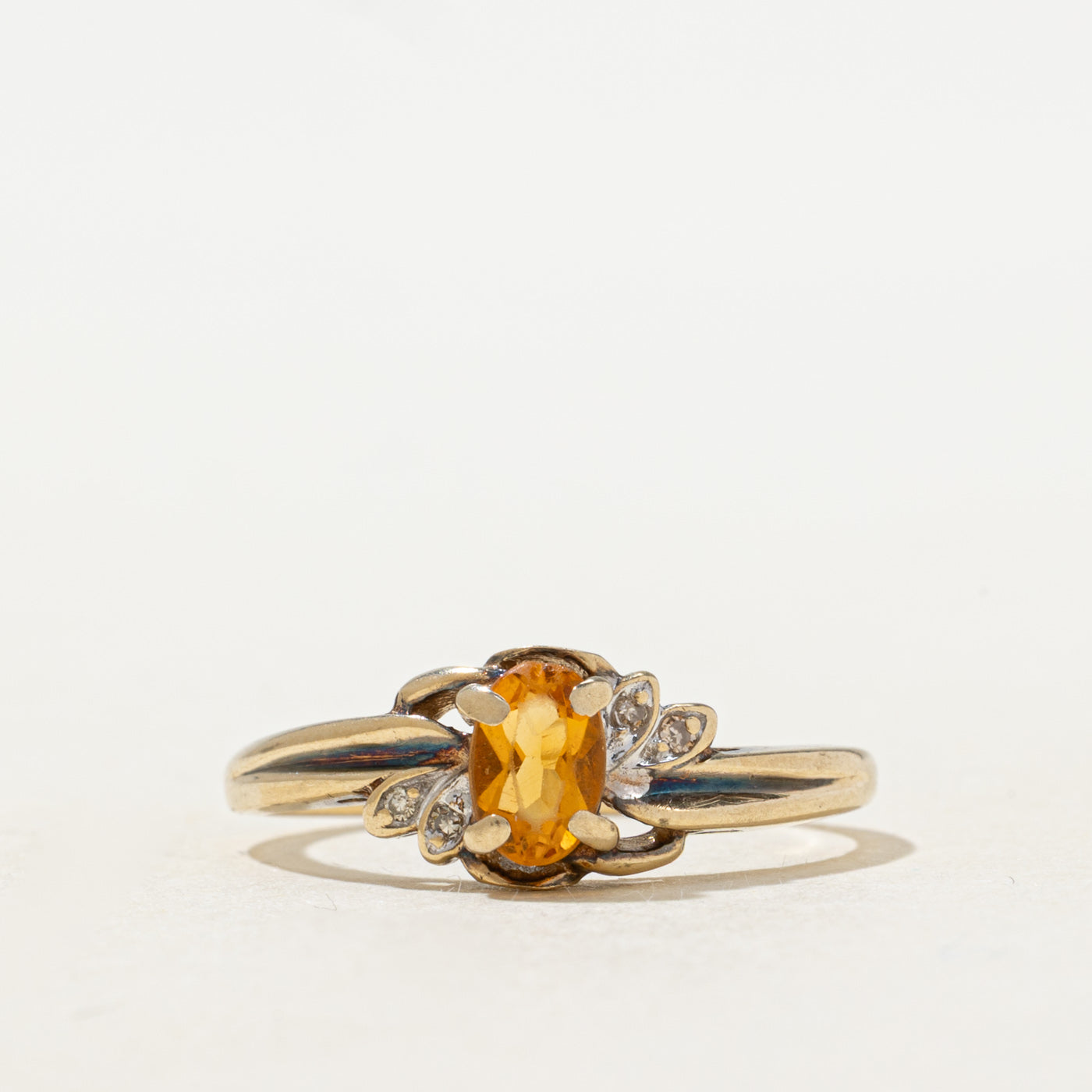 Citrine & Diamond Petal Floral Ring | SZ 5.75