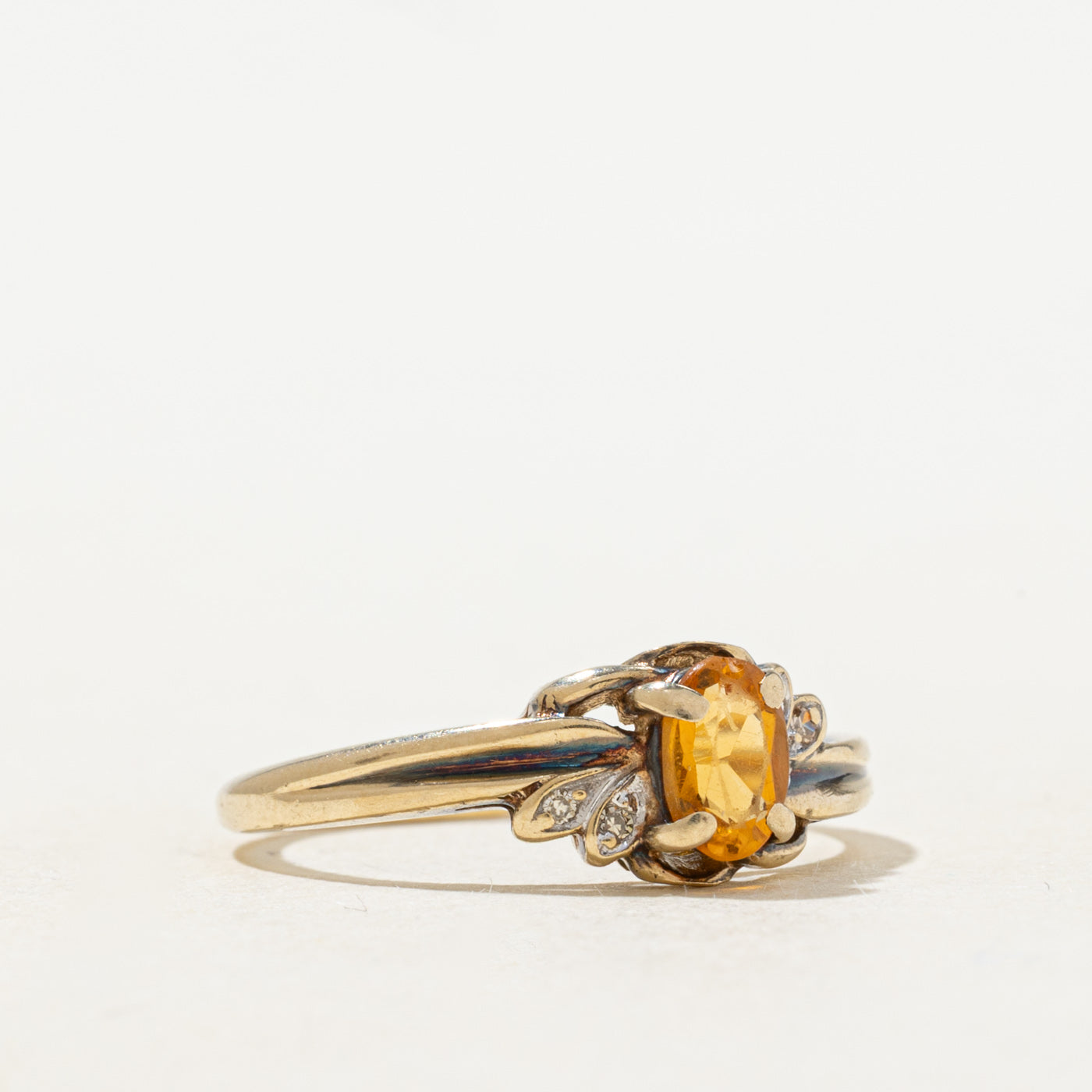 Citrine & Diamond Petal Floral Ring | SZ 5.75