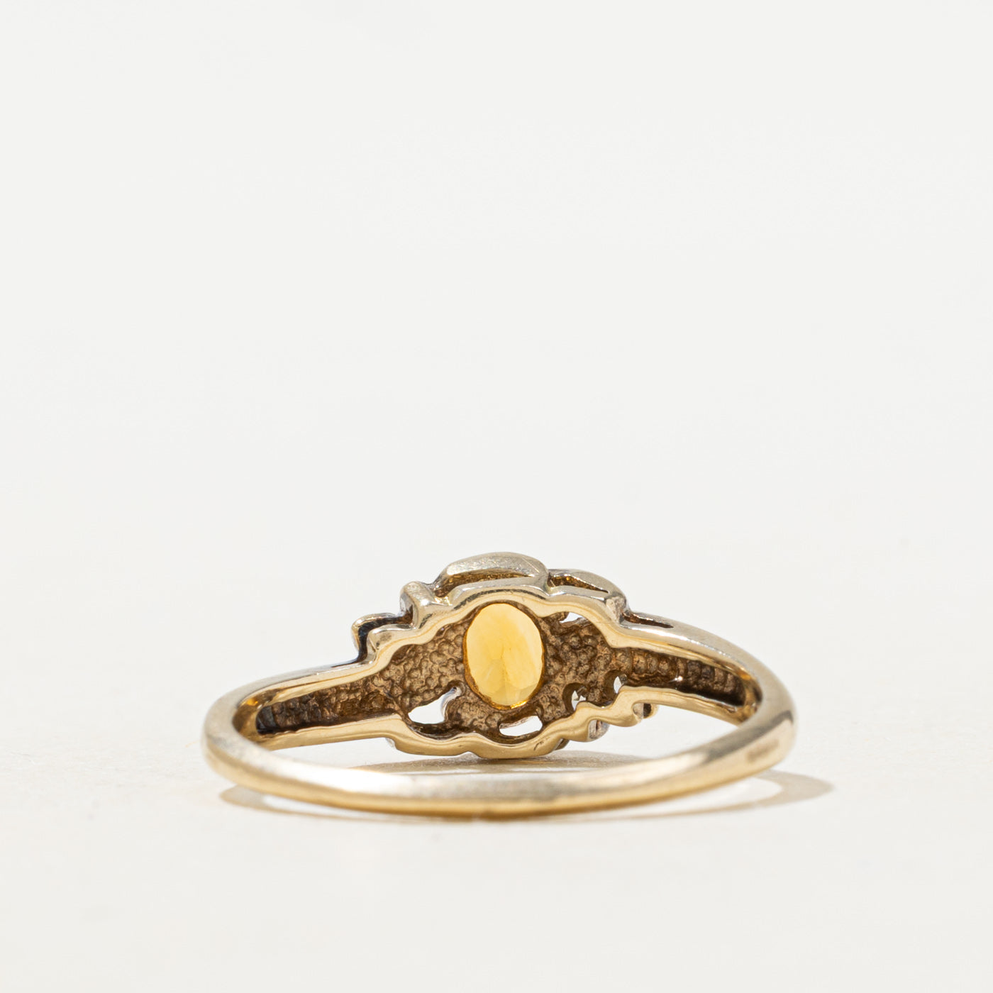 Citrine & Diamond Petal Floral Ring | SZ 5.75