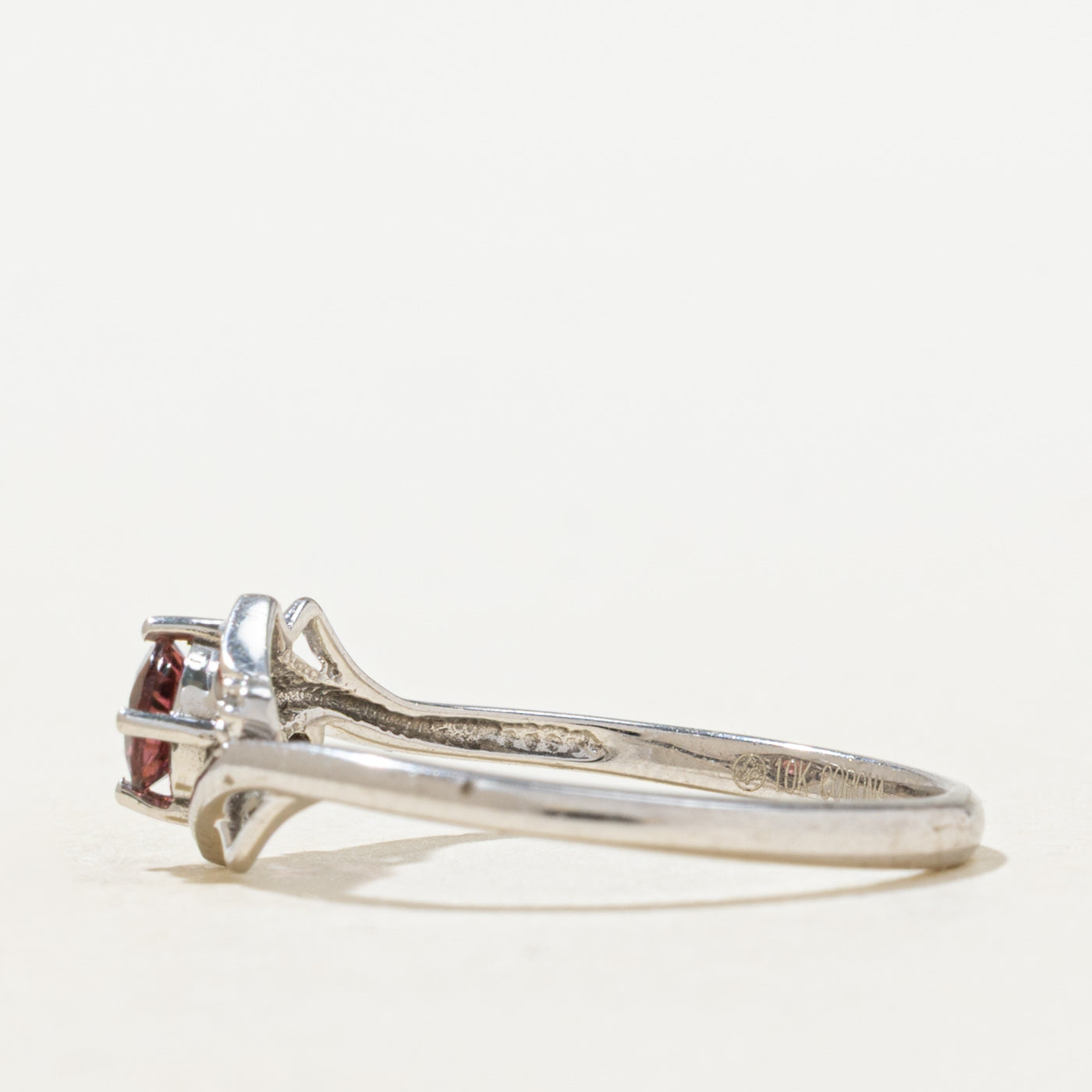 Pink Tourmaline & Diamond Geometric Bypass Ring | SZ 6.5