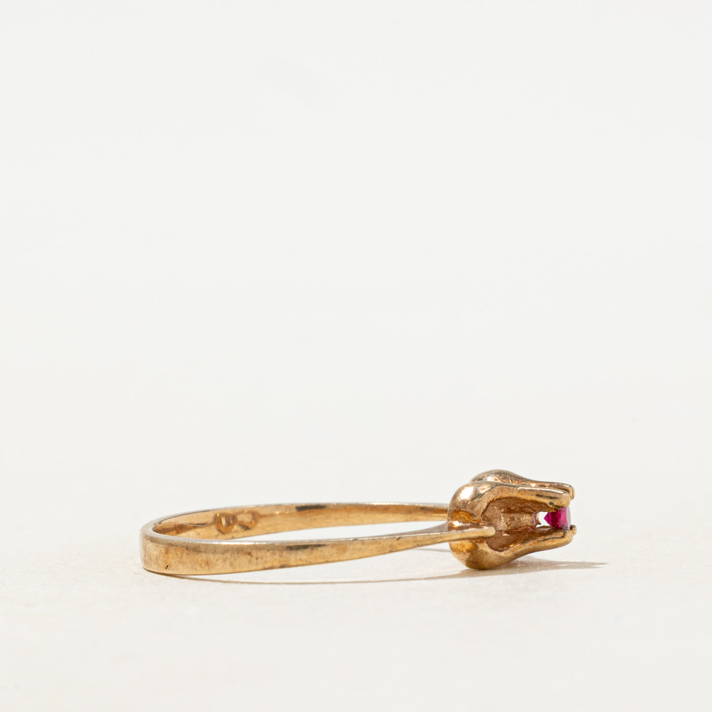Synthetic Ruby Bow Petite Ring | SZ 6.25