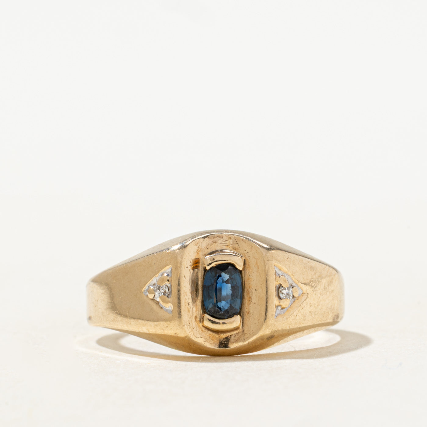 Oval Cut Sapphire & Diamond Accented Chunky Ring | SZ 8.25
