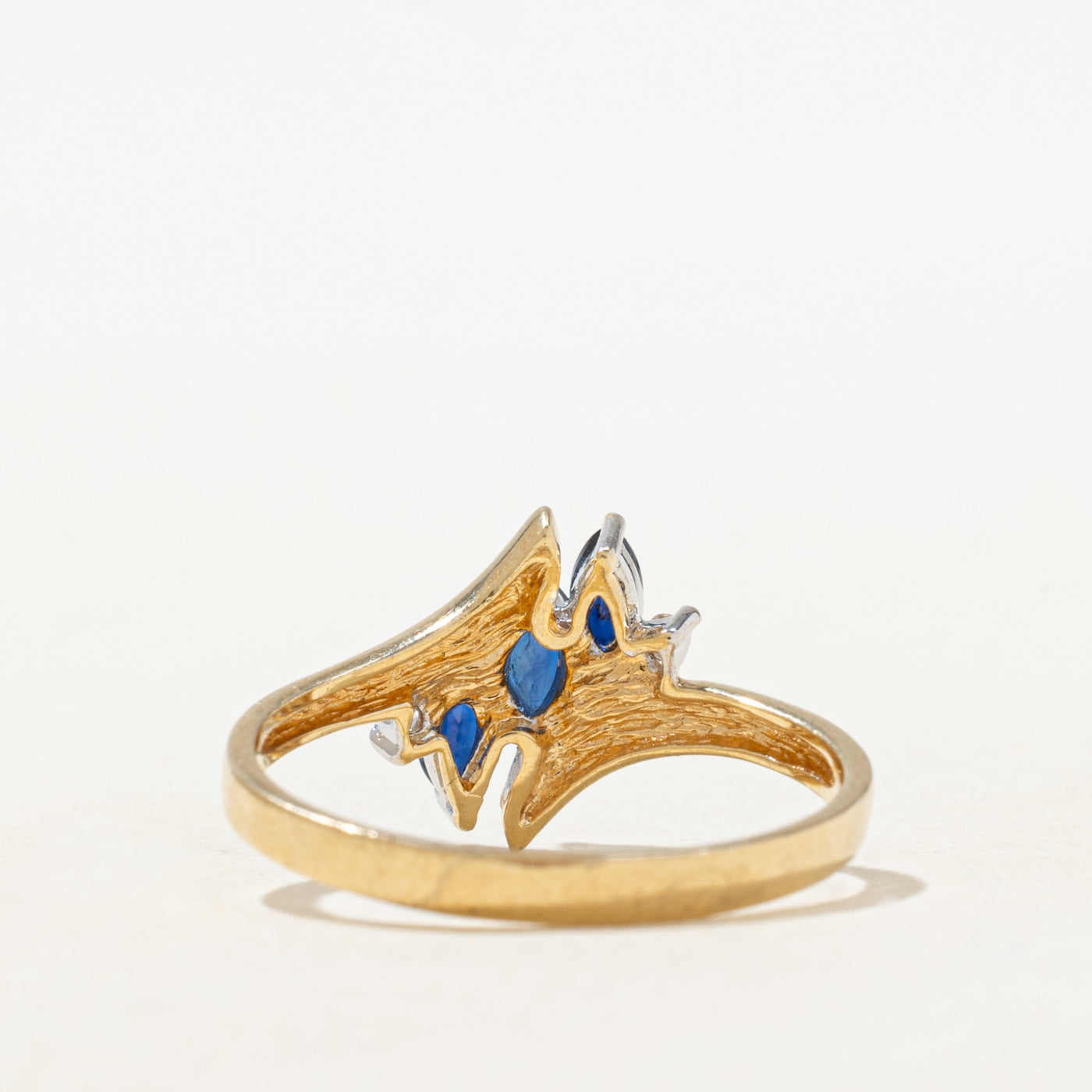 Marquise Cut Sapphire & Diamond Bypass Ring | SZ 6.5