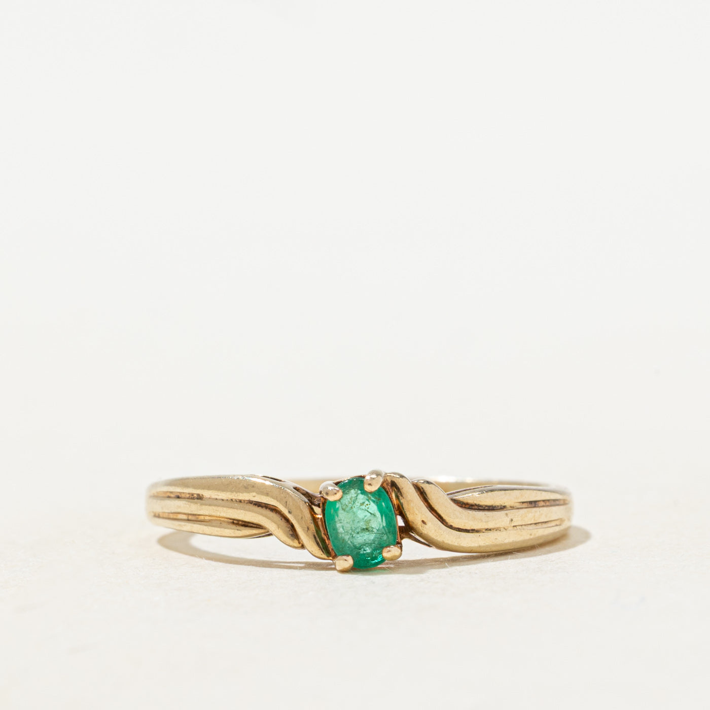 Bague solitaire émeraude rainurée | Taille 8.0