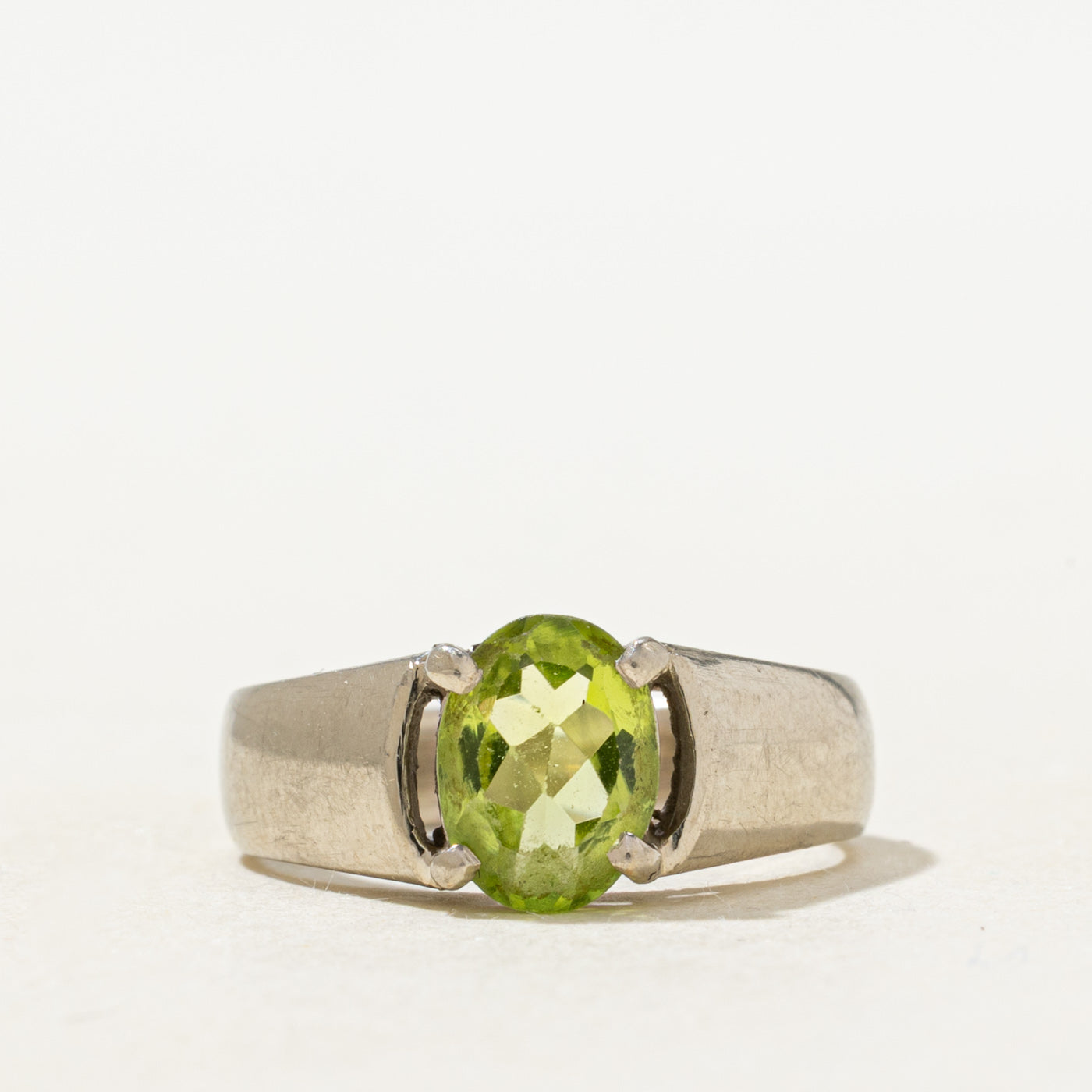 Oval Cut Solitaire Peridot Ring | SZ 4.0