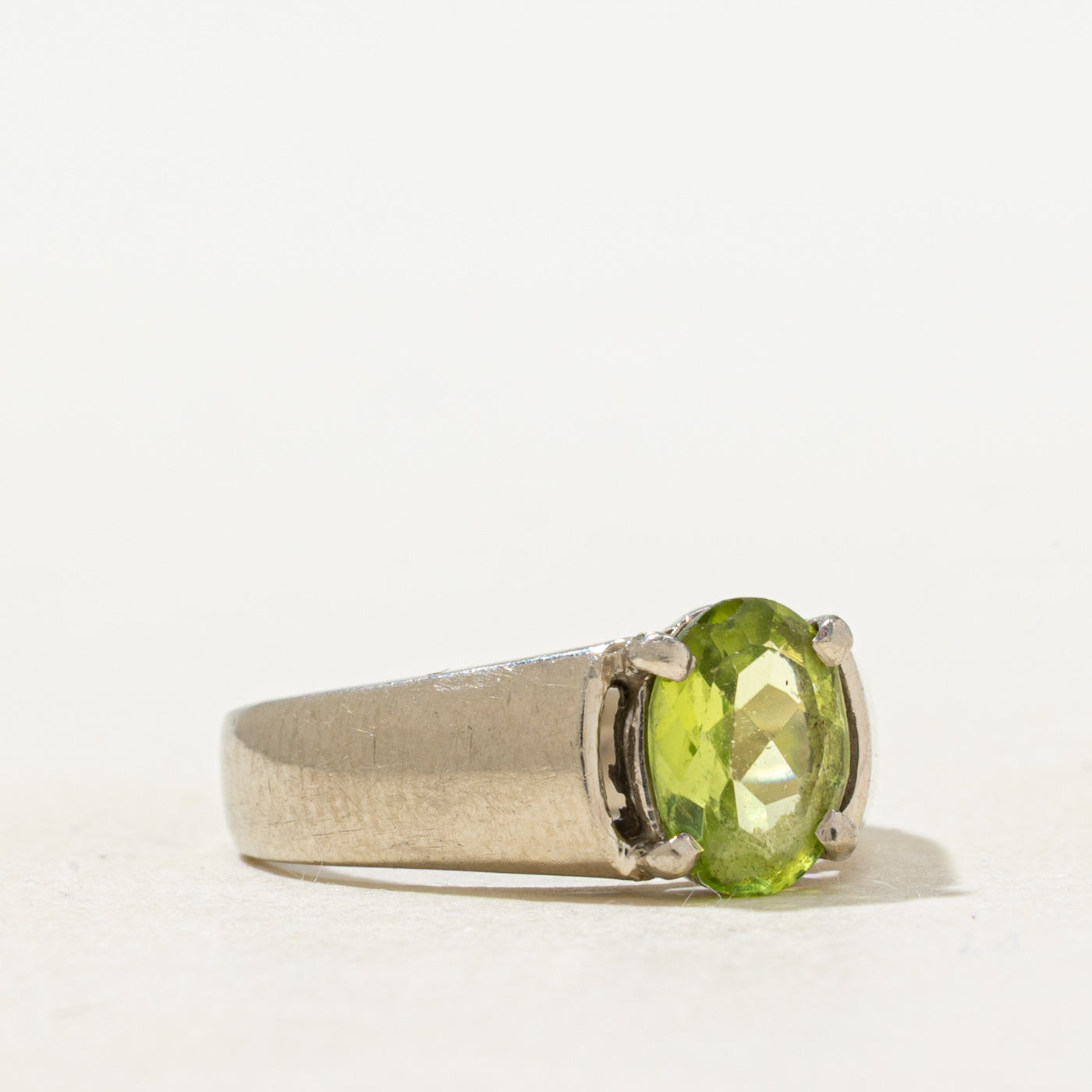 Oval Cut Solitaire Peridot Ring | SZ 4.0