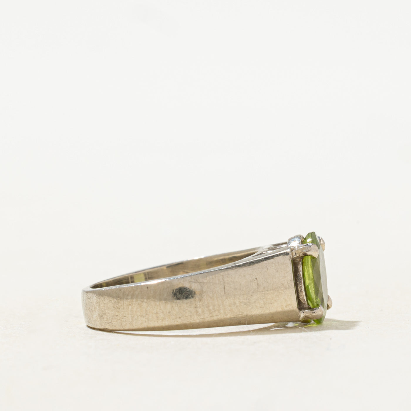 Oval Cut Solitaire Peridot Ring | SZ 4.0