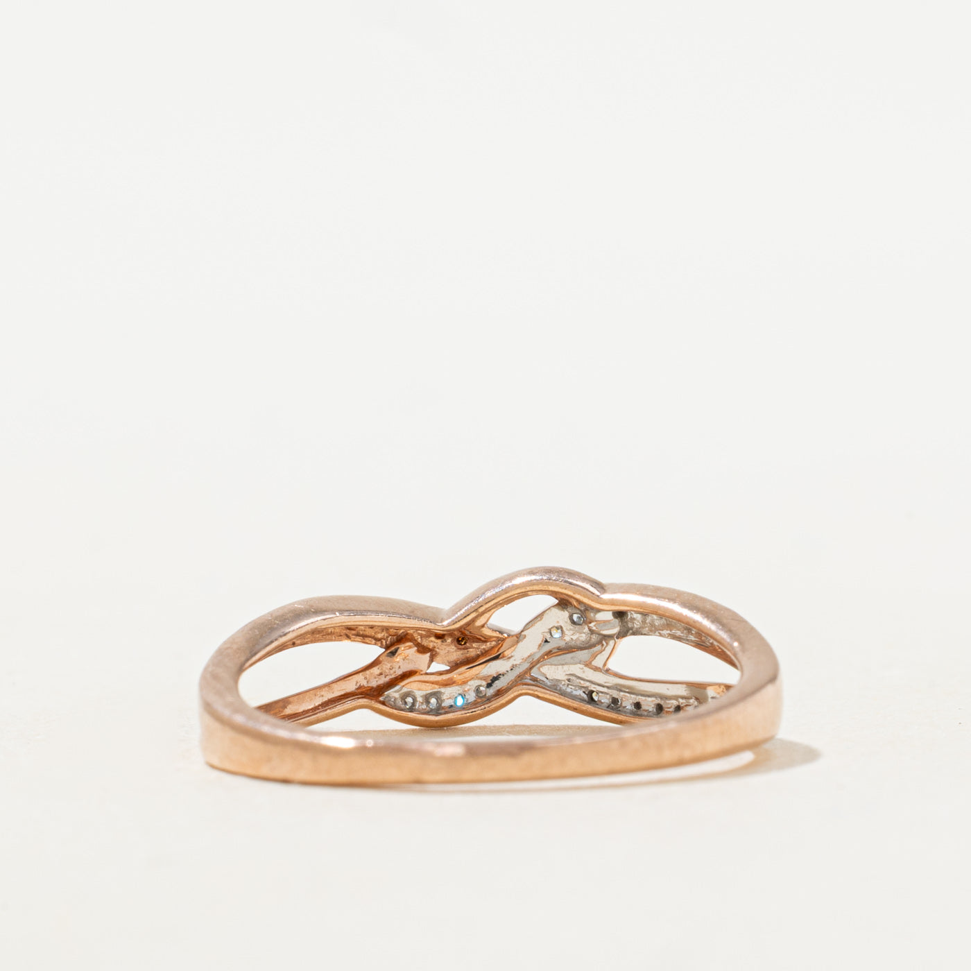 Bague croisée double en diamants blancs et bruns | Taille 7.0