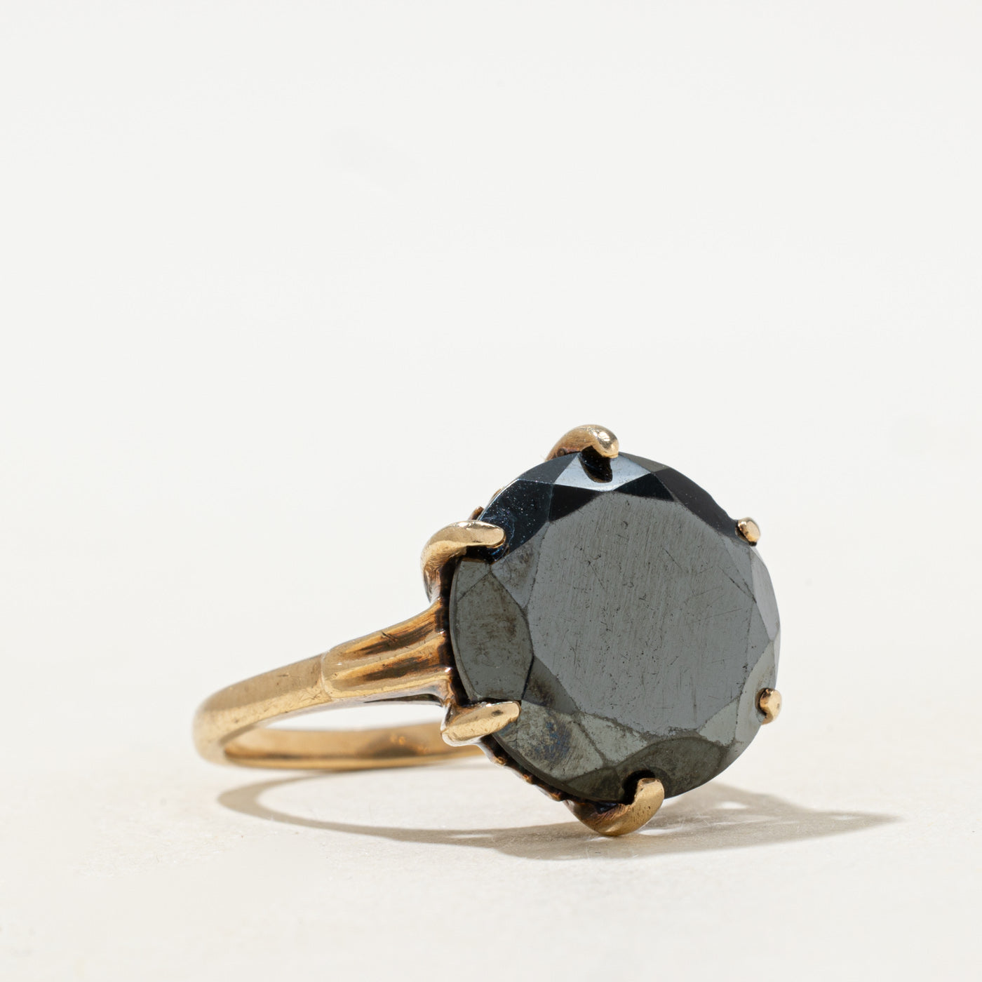 Bague cocktail solitaire en hématite | 8,00 ct | Taille 6,5