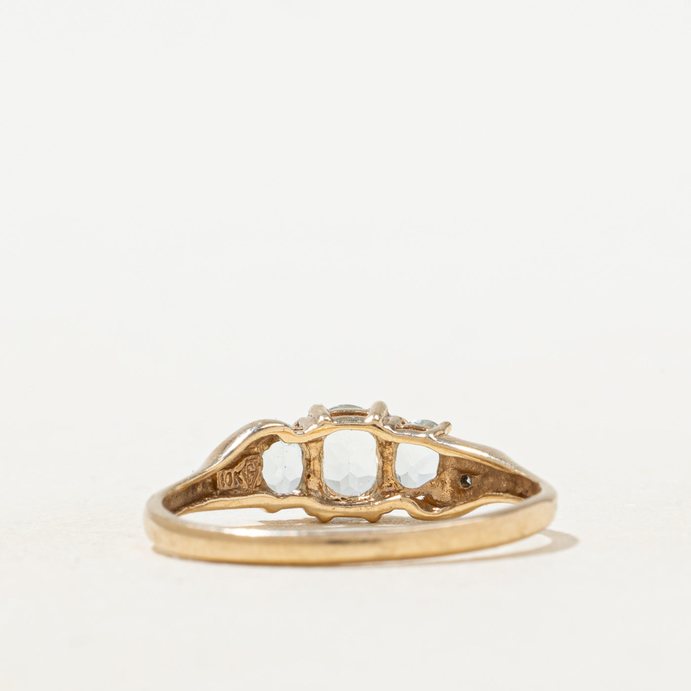 Three Stone Aquamarine & Diamond Accented Ring | 0.50ctw, 0.01ctw | SZ 6.75