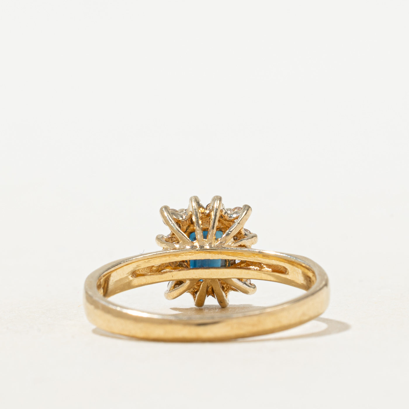 Emerald Cut Sapphire & Diamond Petal Halo Ring | 0.40ct, 0.06ctw | SZ 6.0