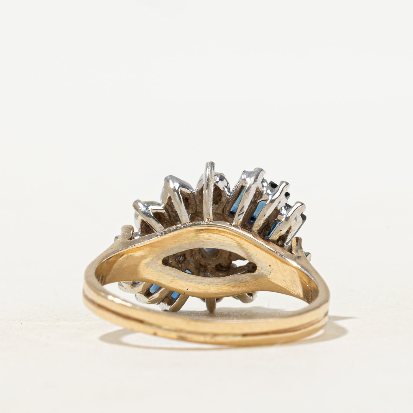 Bague cocktail sertie de saphirs et de diamants | 0,50 ct, 0,10 ct | Taille 7,5