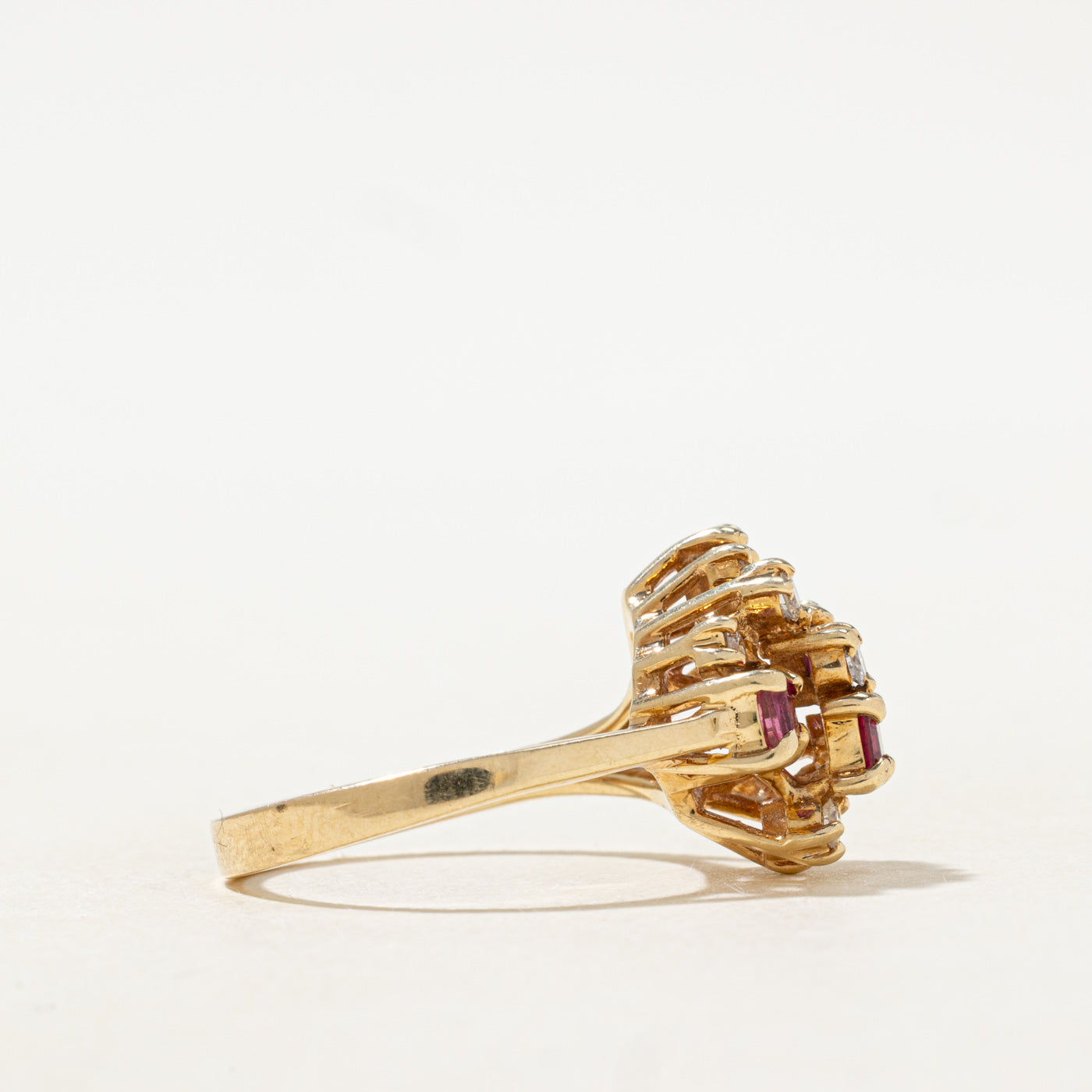 Ruby & Diamond Cluster Cocktail Ring | 0.60ctw, 0.18ctw | SZ 6.5