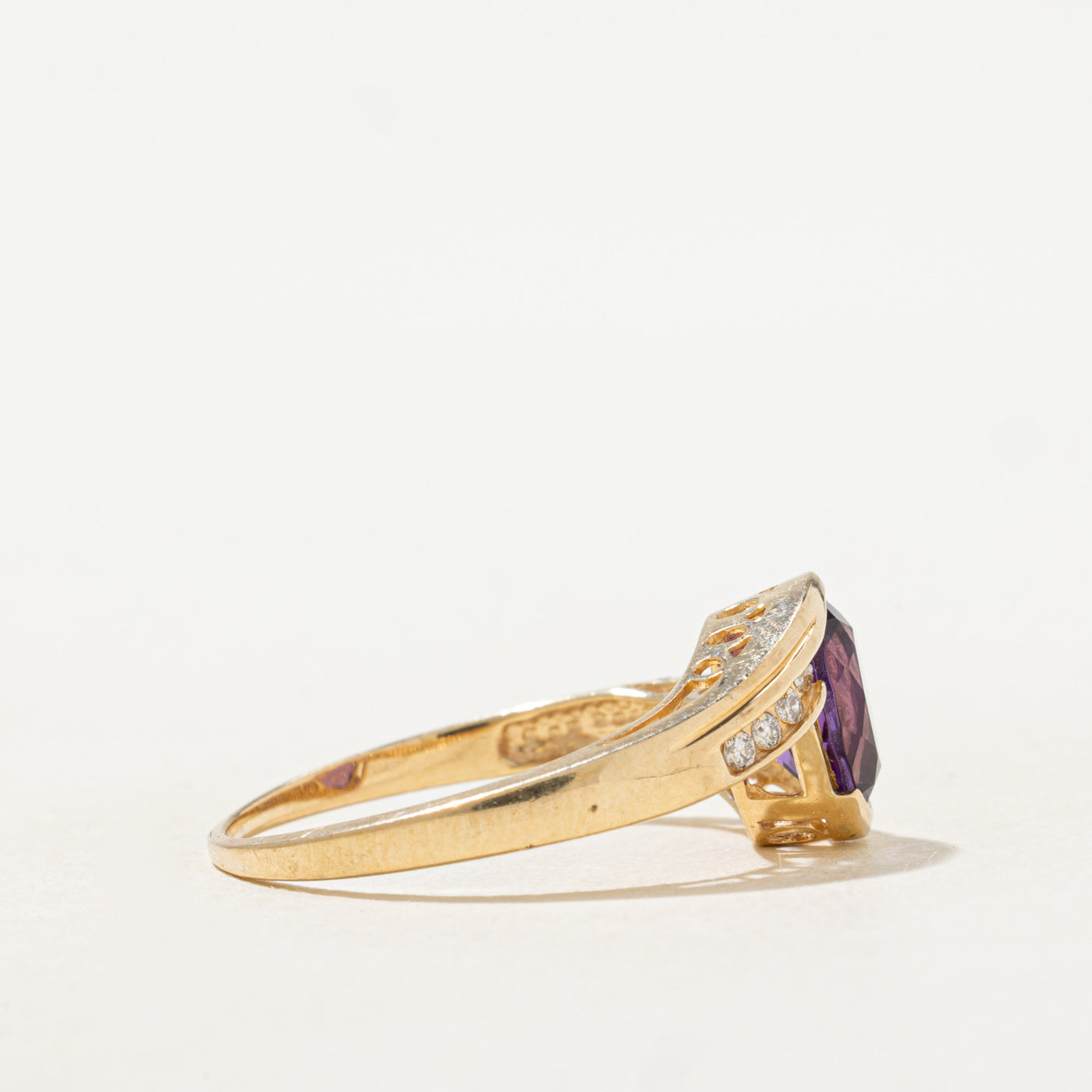 Amethyst & Diamond Bypass Ring | 1.0ct, 0.04ctw | SZ 8.0