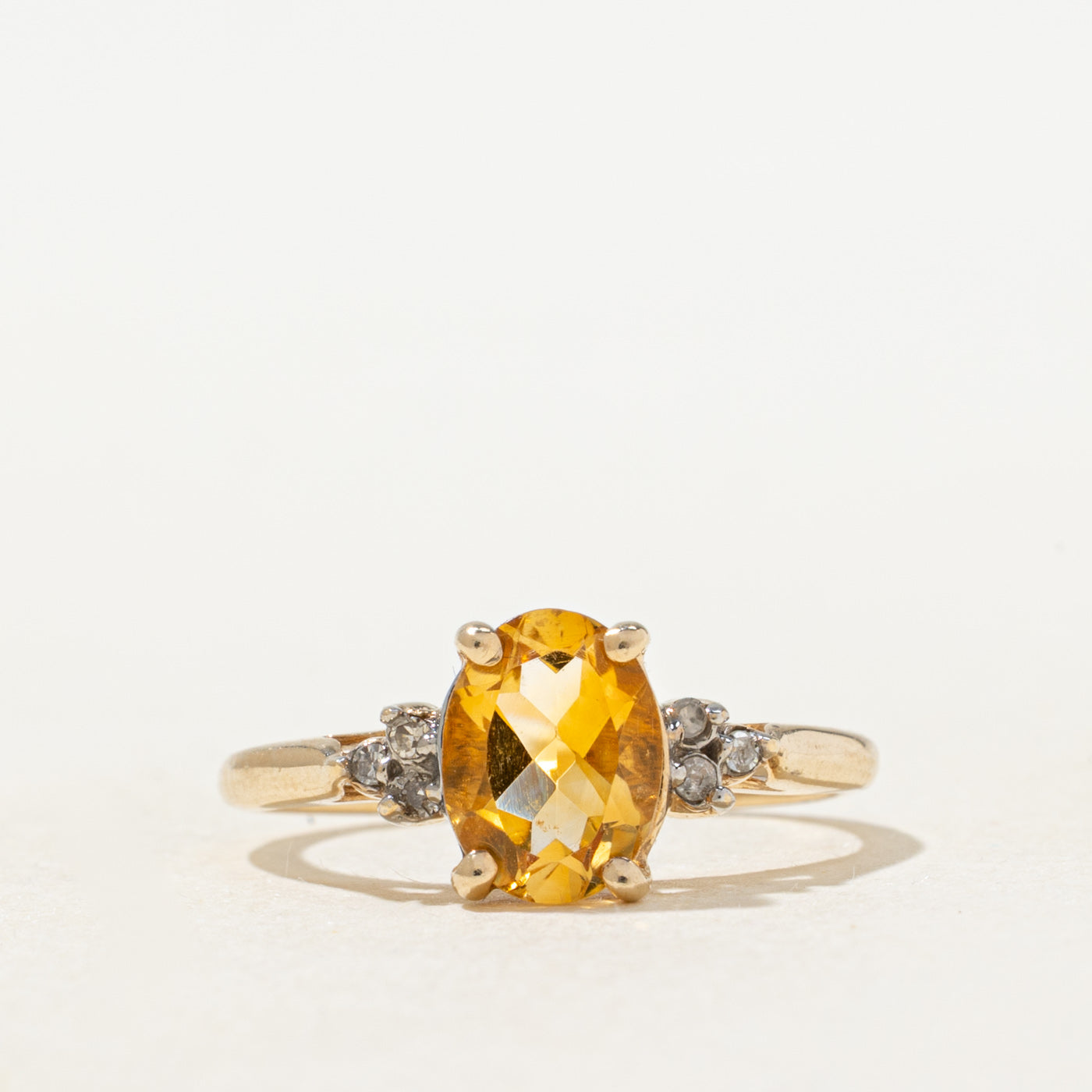 Oval Cut Citrine & Diamond Ring | 1.0ct, 0.03ctw | SZ 5.0