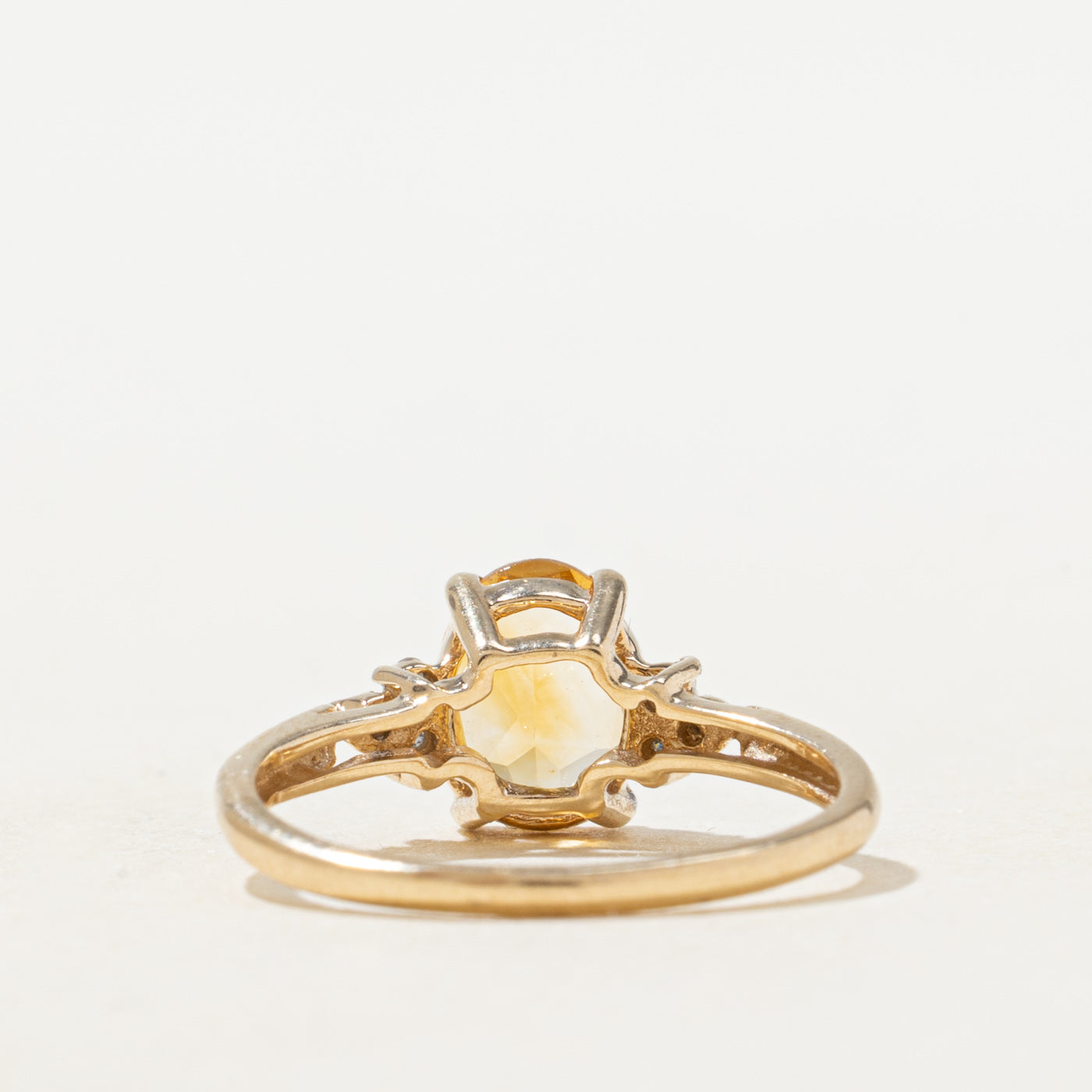 Oval Cut Citrine & Diamond Ring | 1.0ct, 0.03ctw | SZ 5.0